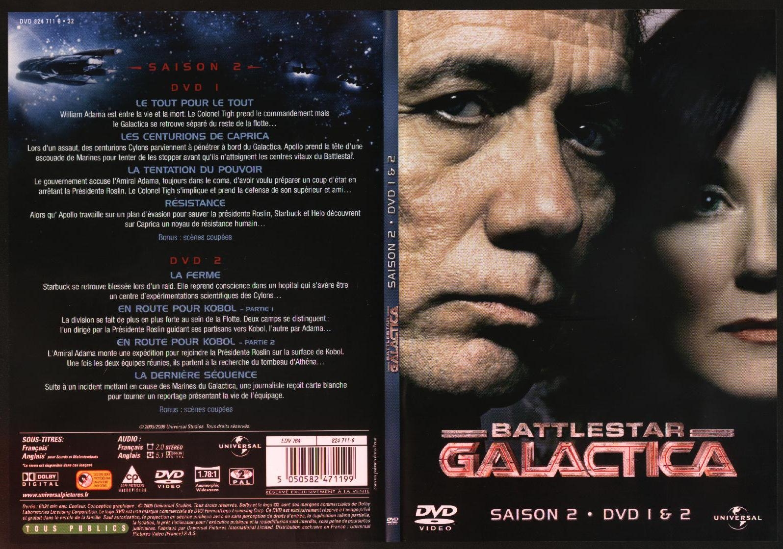 Jaquette DVD Battlestar Galactica saison 2 dvd 1 et 2