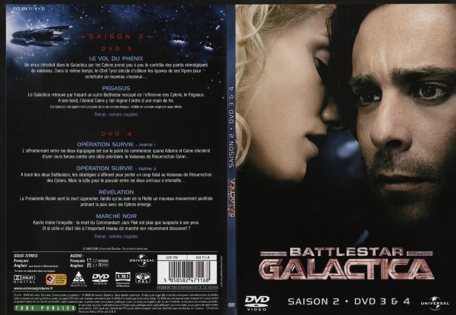 Jaquette DVD Battlestar Galactica saison 2 dvd 3 et 4