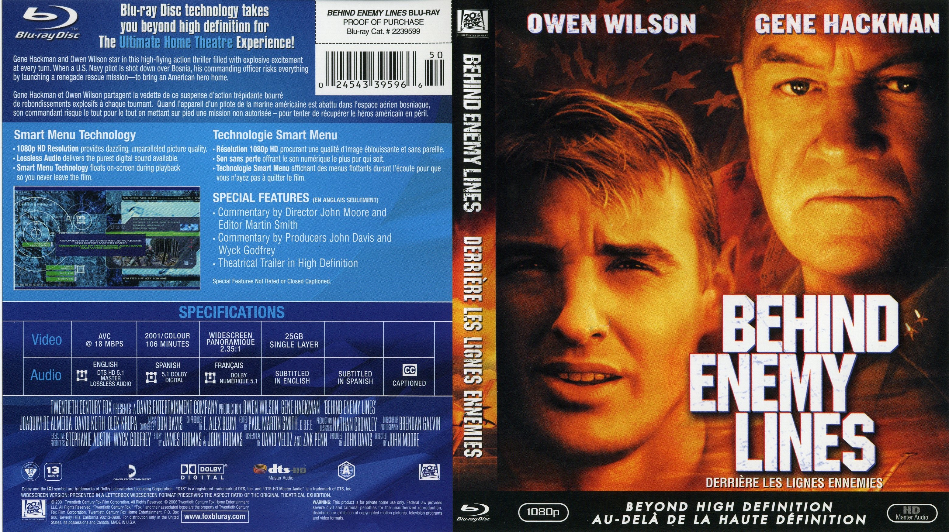 Jaquette DVD Behind Enemy Lines - Derriere les lignes ennemies (BLU-RAY)