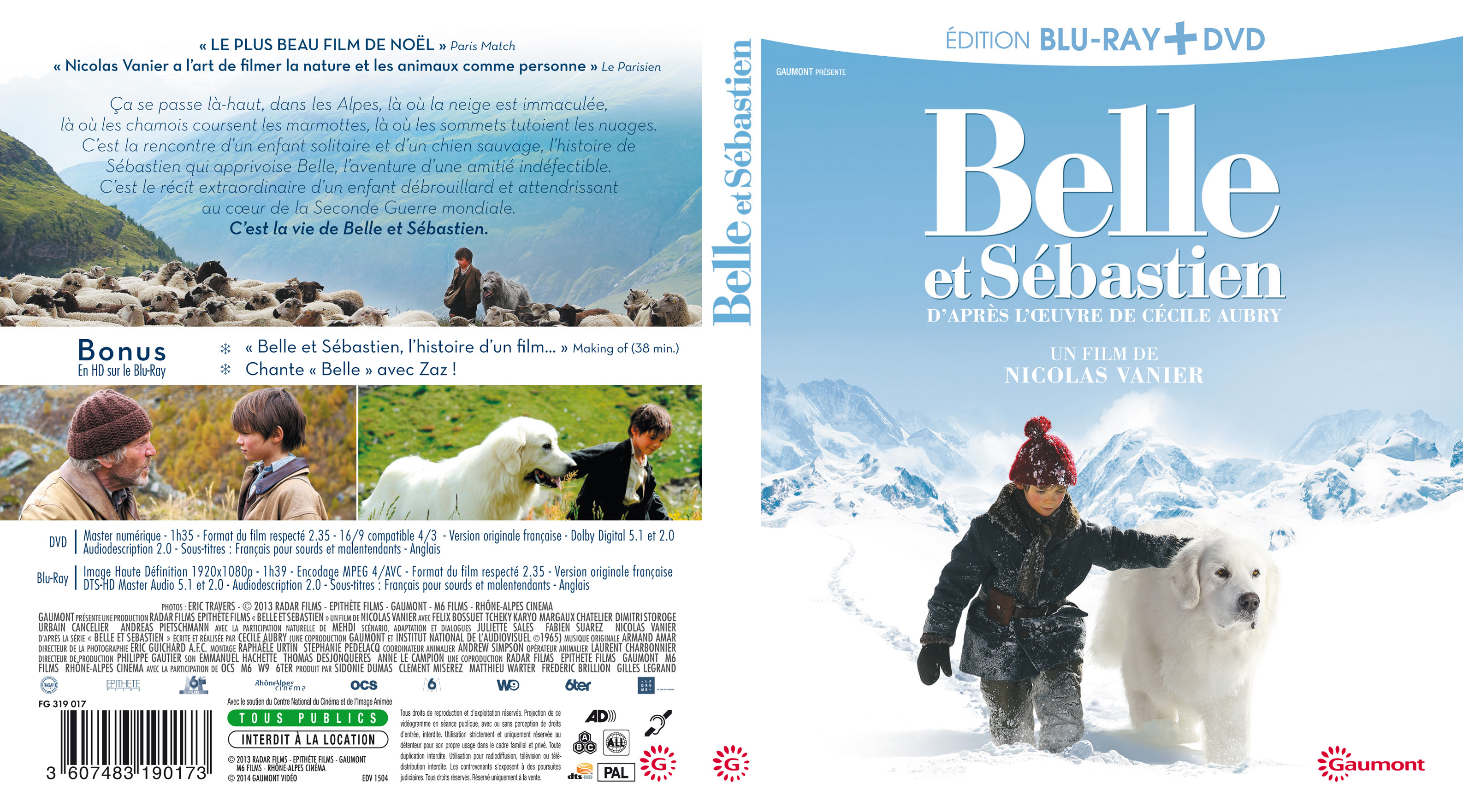 Jaquette DVD Belle et Sbastien custom (BLU-RAY)