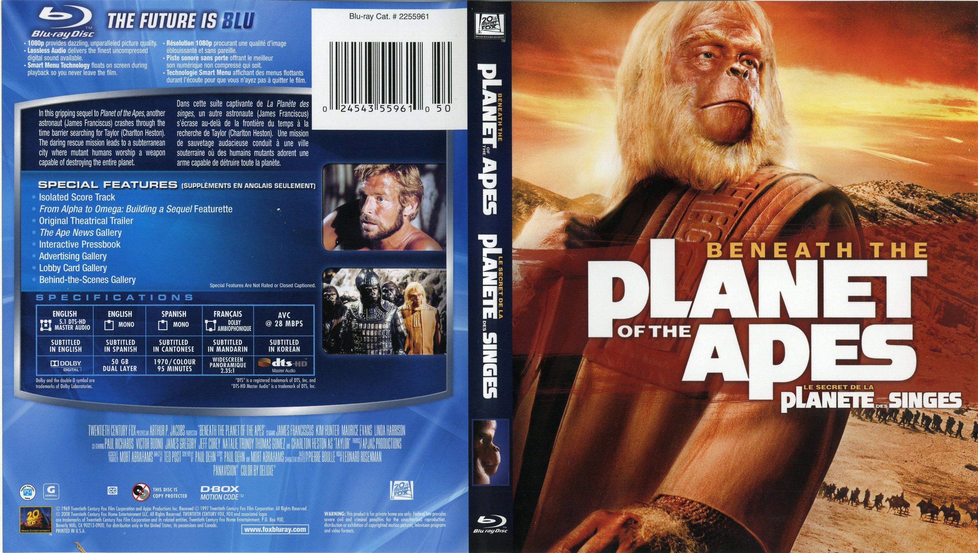 Jaquette DVD Beneath the planet of the apes - Le secret de la plante des singes (Canadienne) (BLU-RAY)