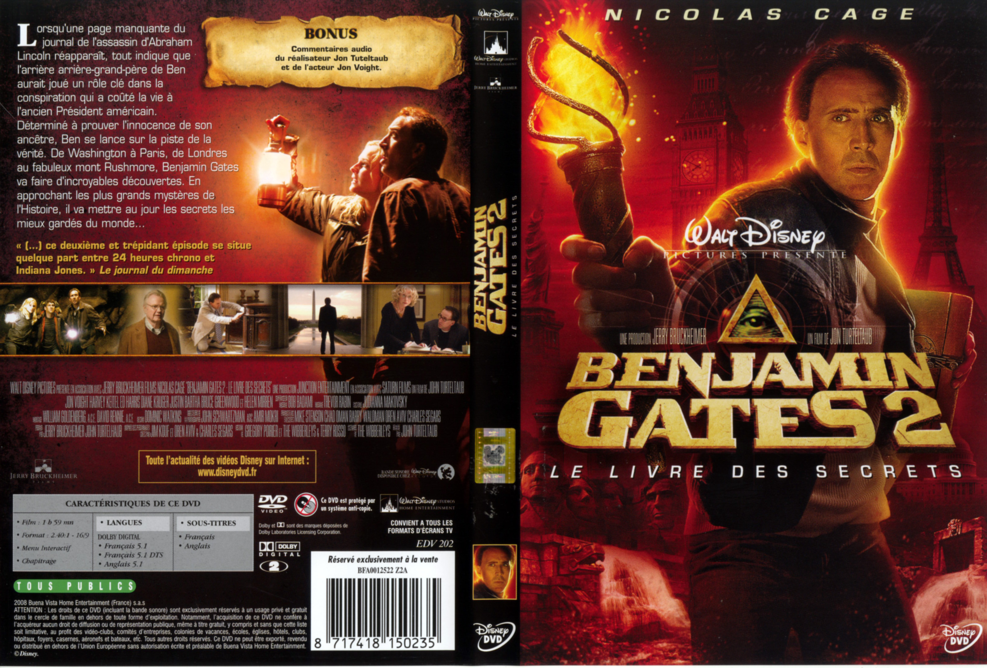 Jaquette DVD Benjamin Gates et le livre des secrets