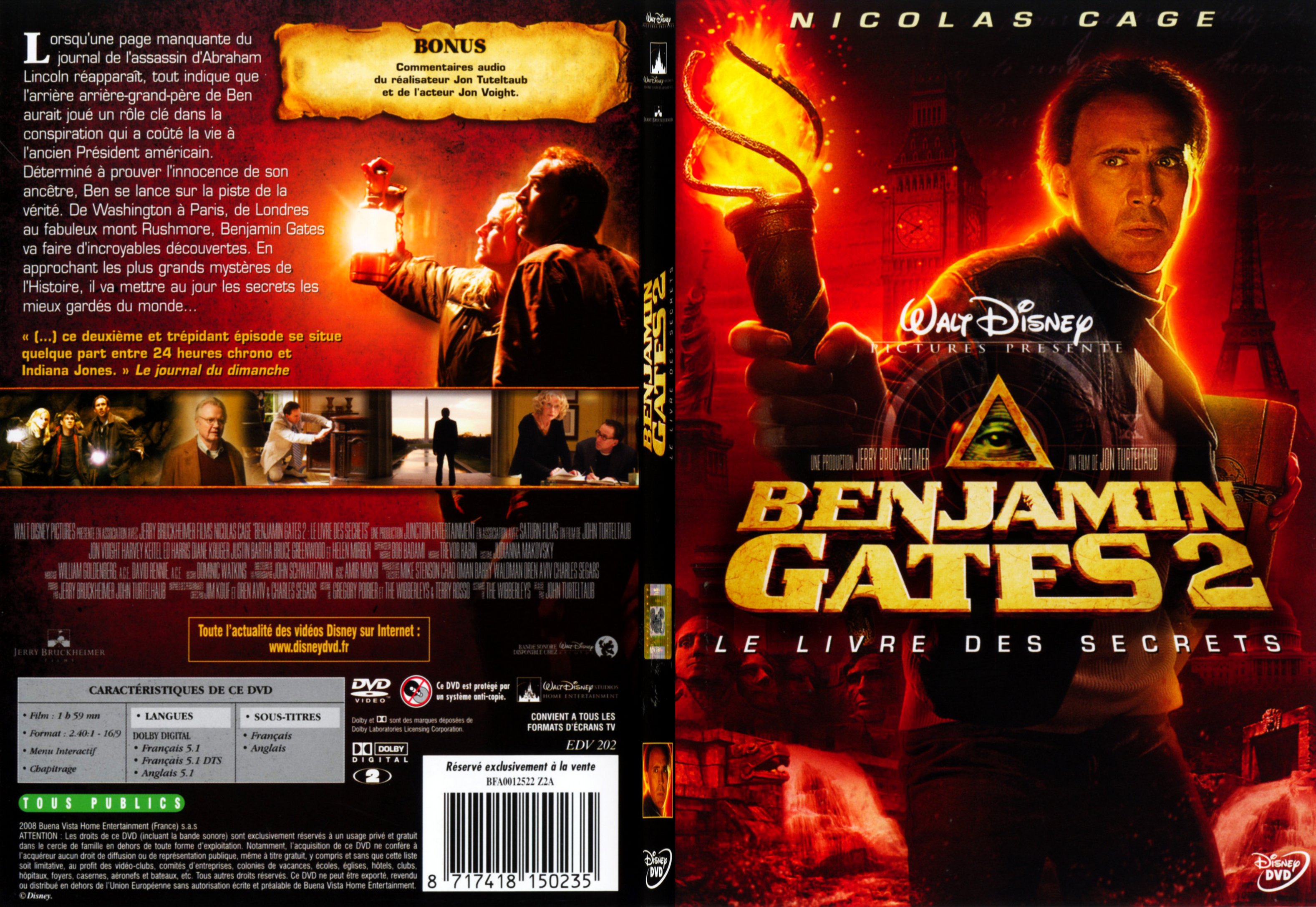 Jaquette DVD Benjamin Gates et le livre des secrets - SLIM