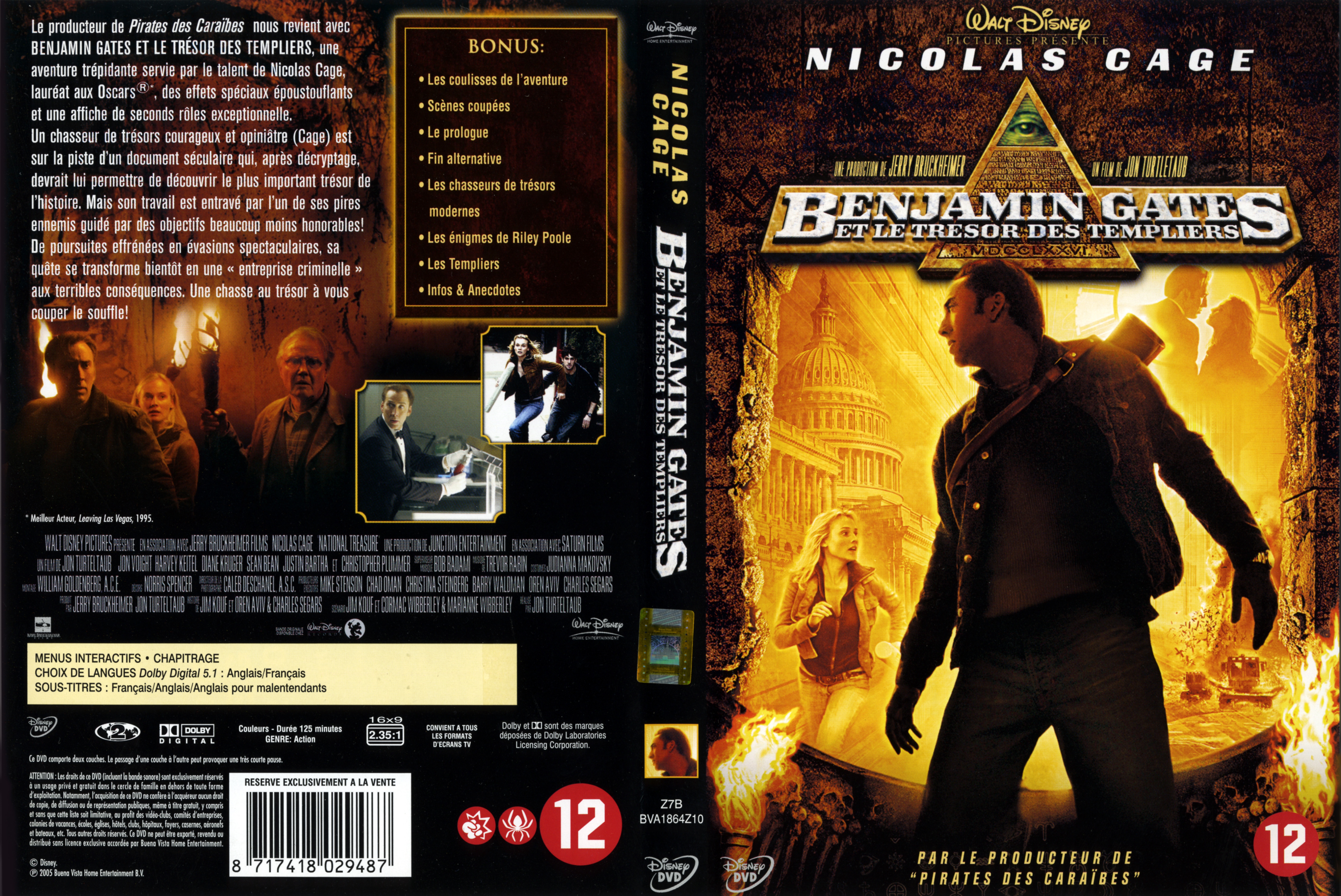 Jaquette DVD Benjamin Gates et le tresor des templiers v2