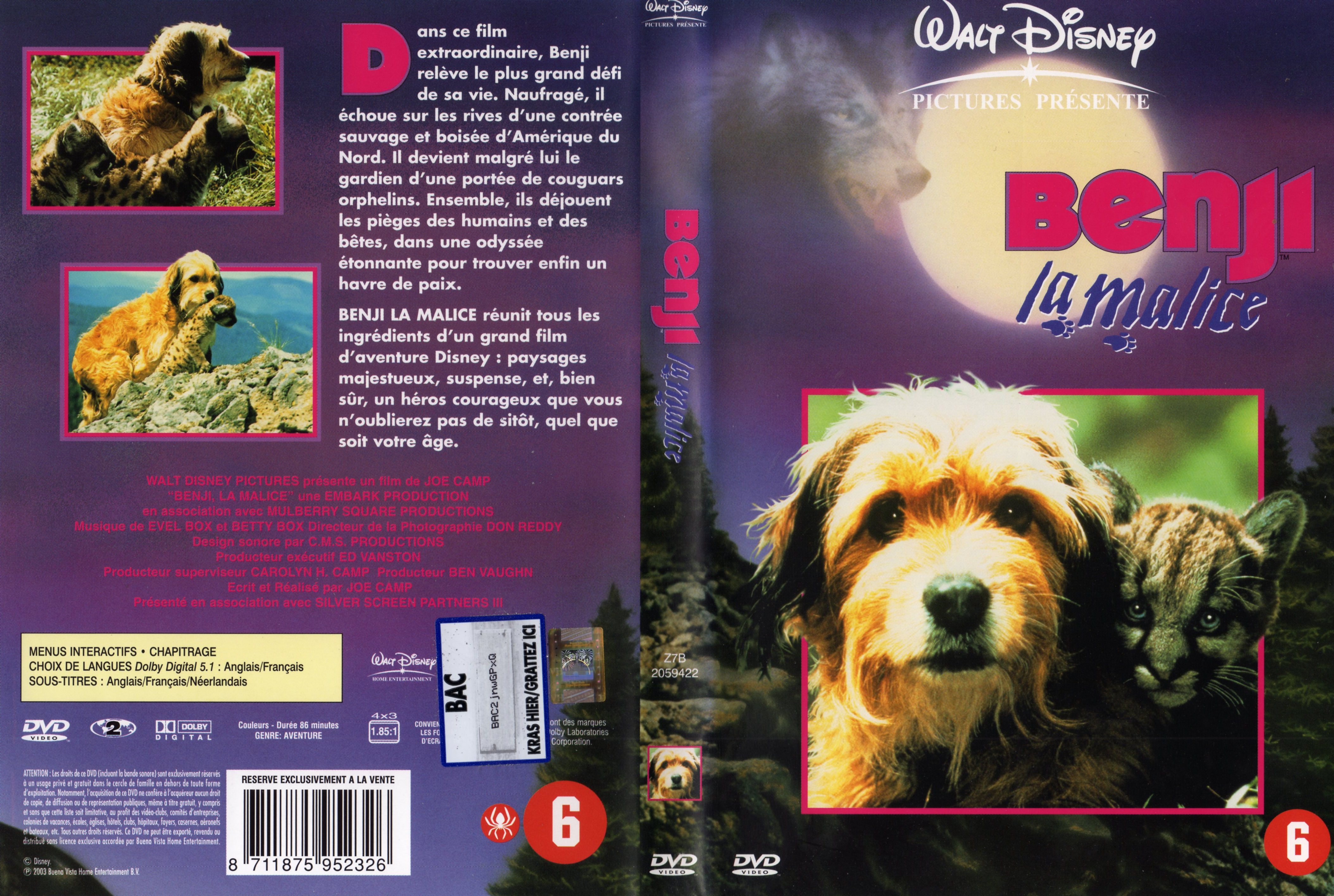 Jaquette DVD Benji la malice v2
