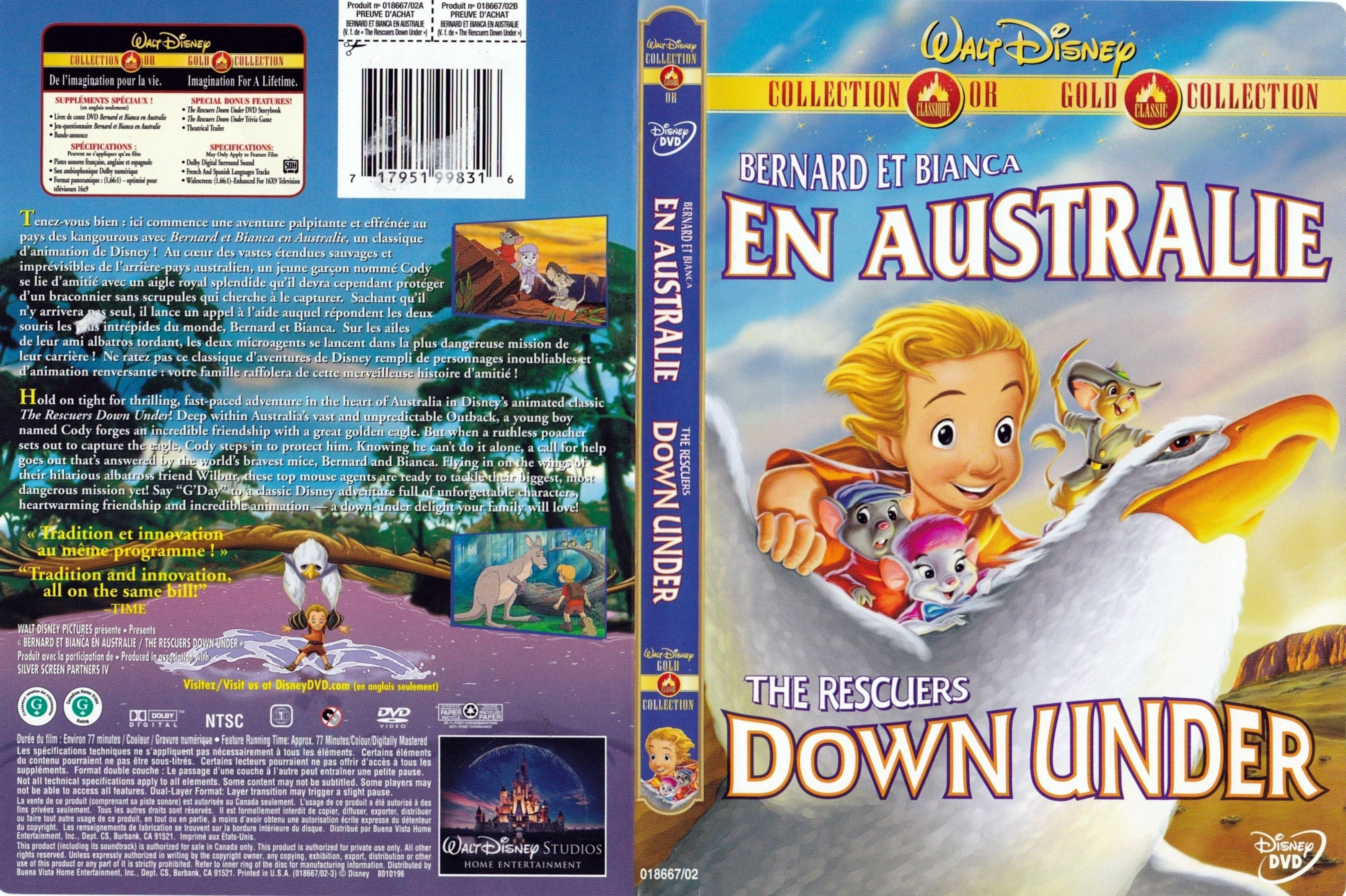 Jaquette DVD Bernard et bianca en australie - The rescuer down under (Canadienne)