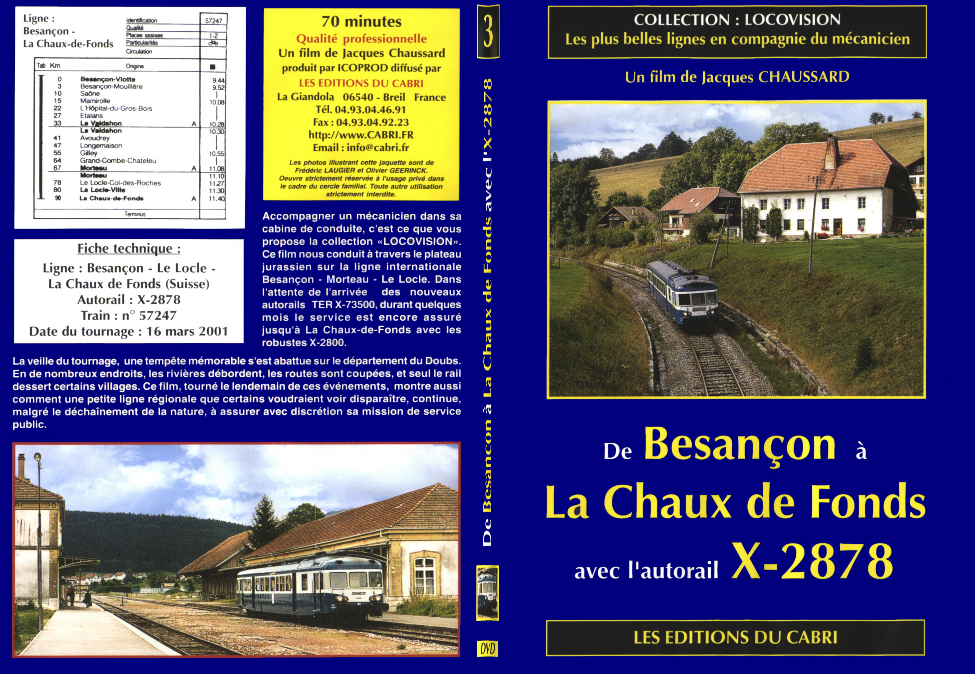 Jaquette DVD Besancon  la Chaux de Fonds avec un autorail X-2878 - SLIM