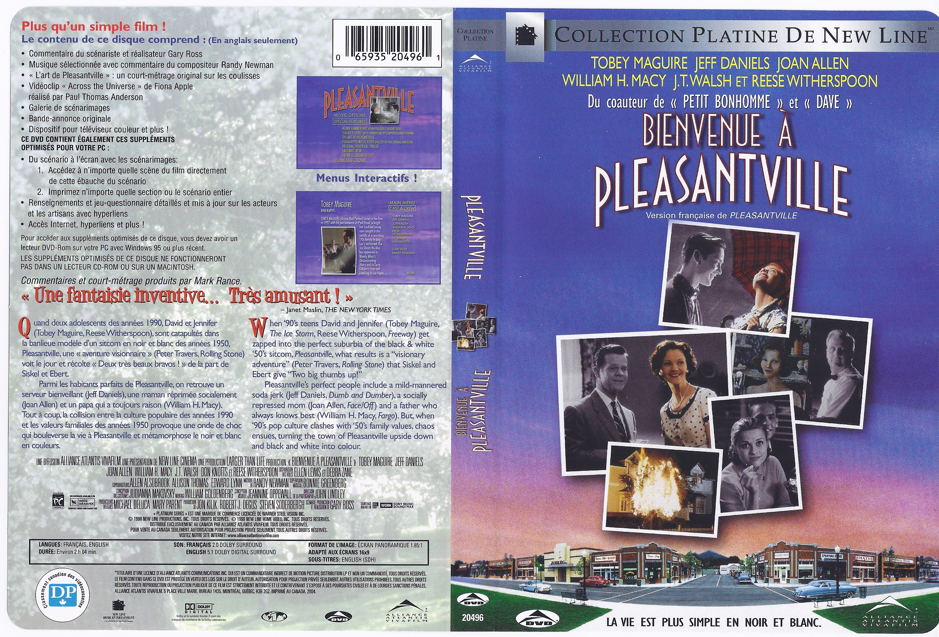 Jaquette DVD Bienvenue  Pleasantville - Pleasantville (Canadienne)