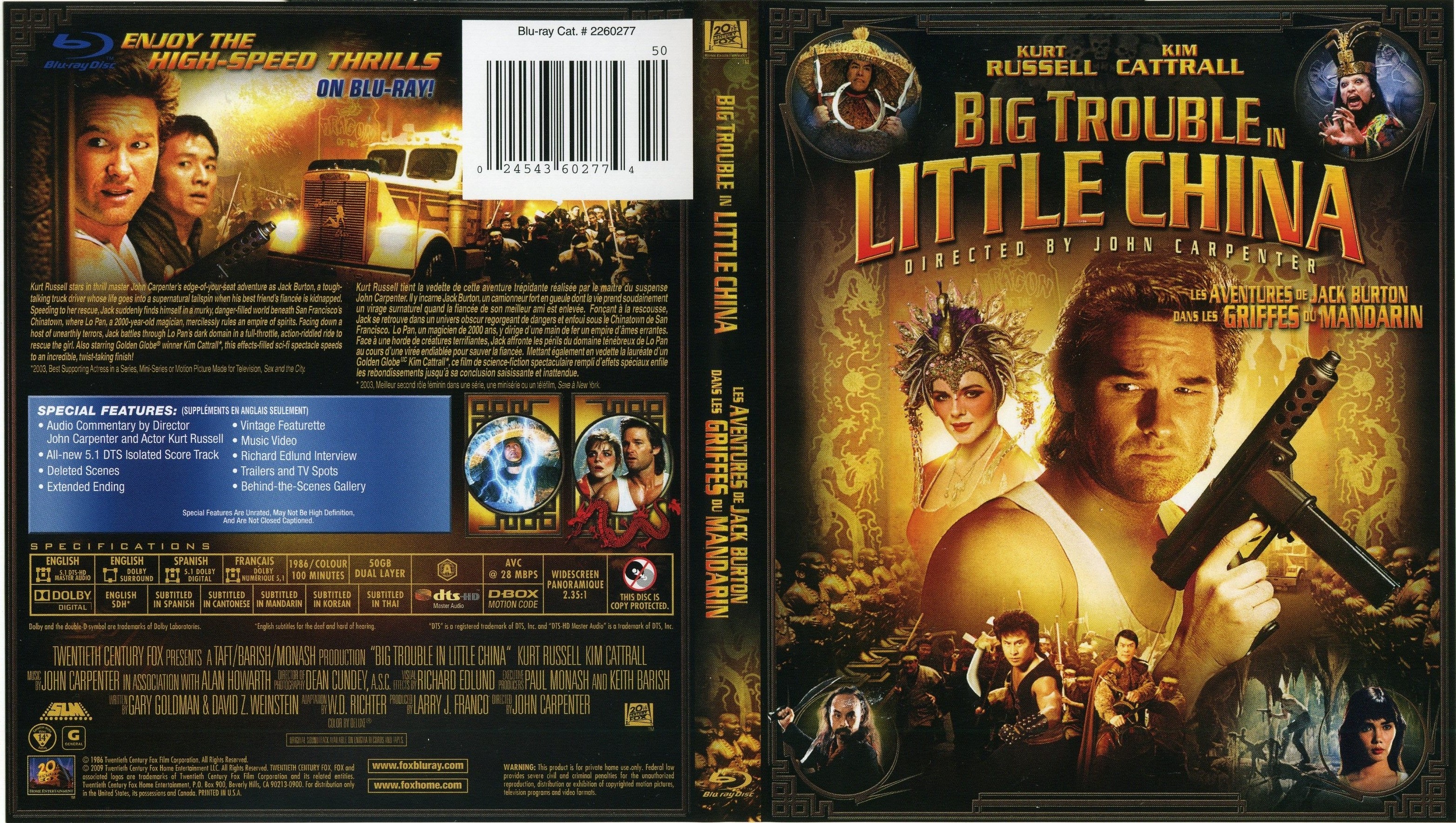 Jaquette DVD Big Trouble In Little China - Les aventures de Jack Burton dans les griffes du mandarin (Canadienne) (BLU RAY)