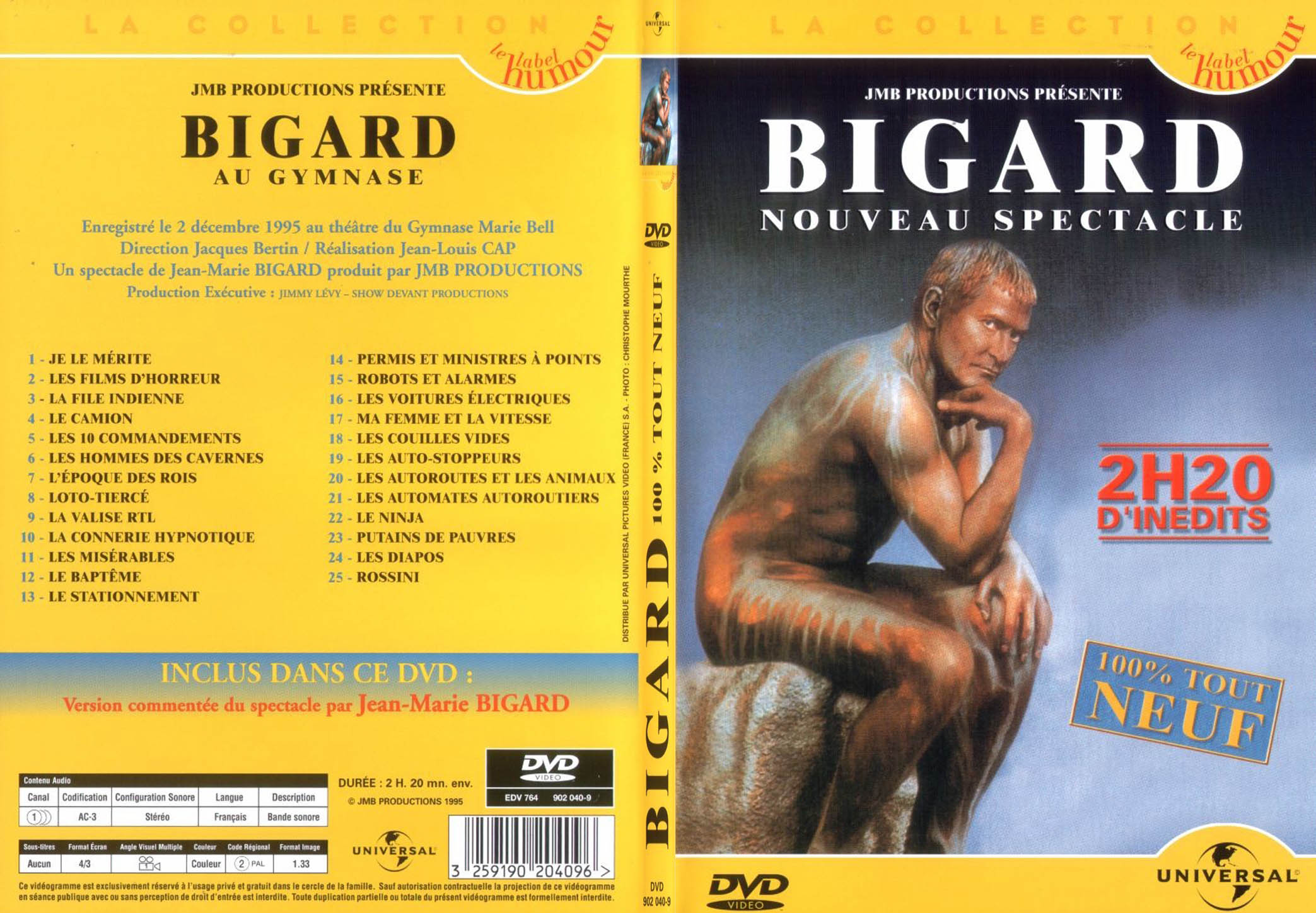 Jaquette DVD Bigard 100 tout neuf - SLIM
