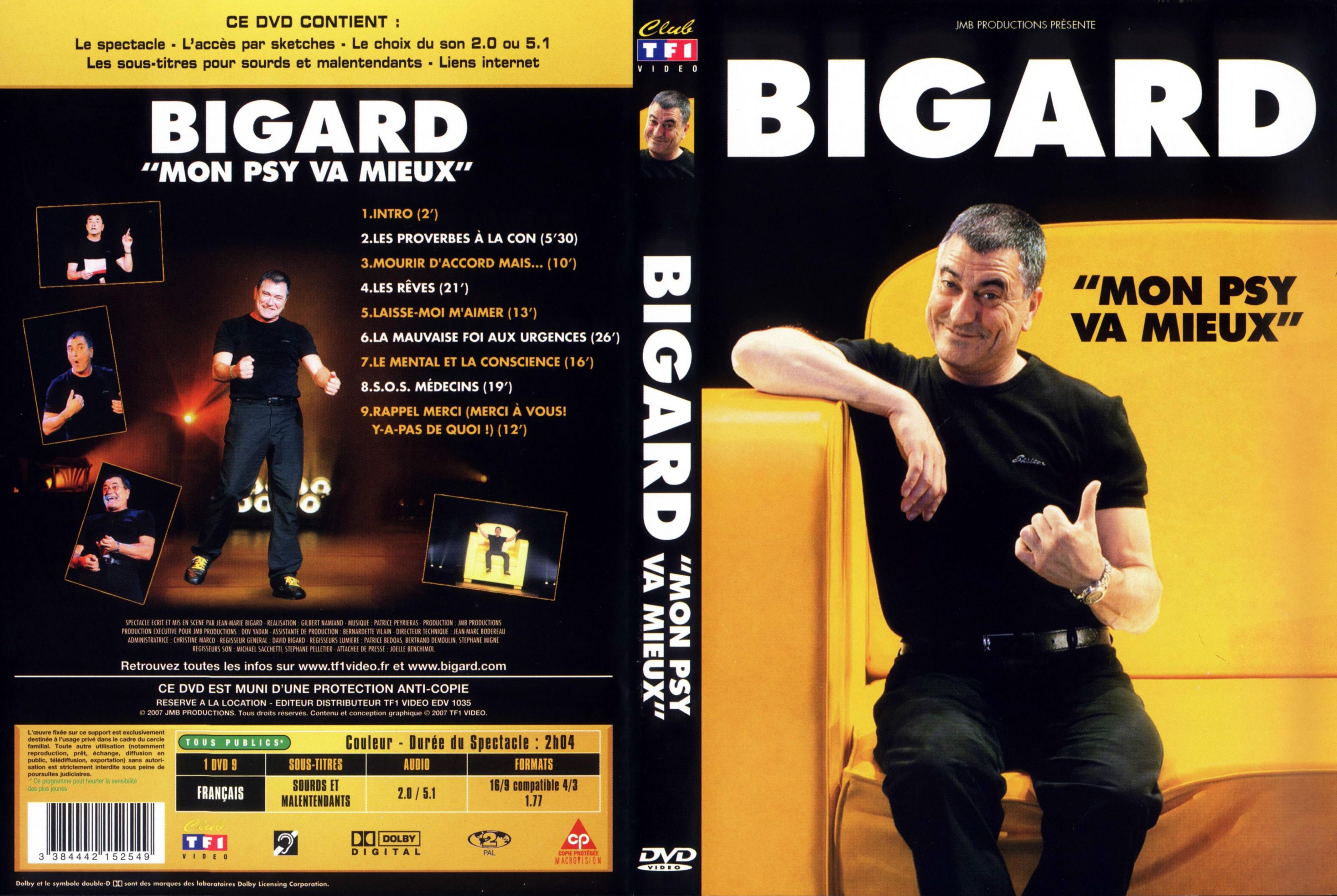 Jaquette DVD Bigard mon psy va mieux