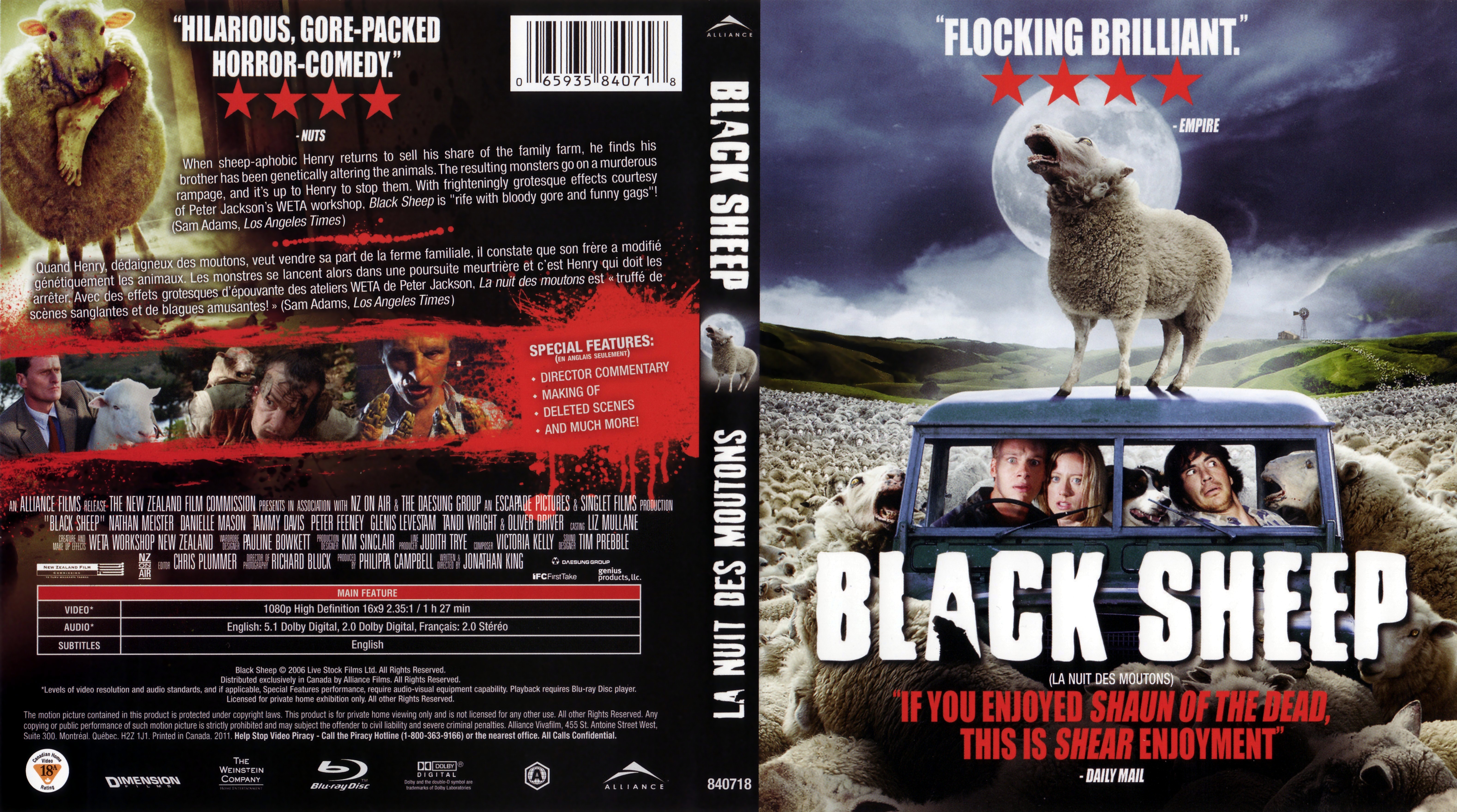 Jaquette DVD Black sheep - La nuit des moutons (Canadienne) (BLU-RAY)