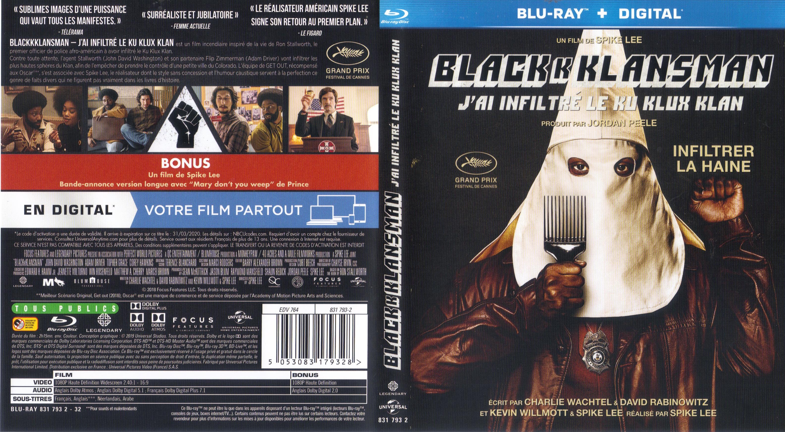 Jaquette DVD Blackkklansman (BLU-RAY)