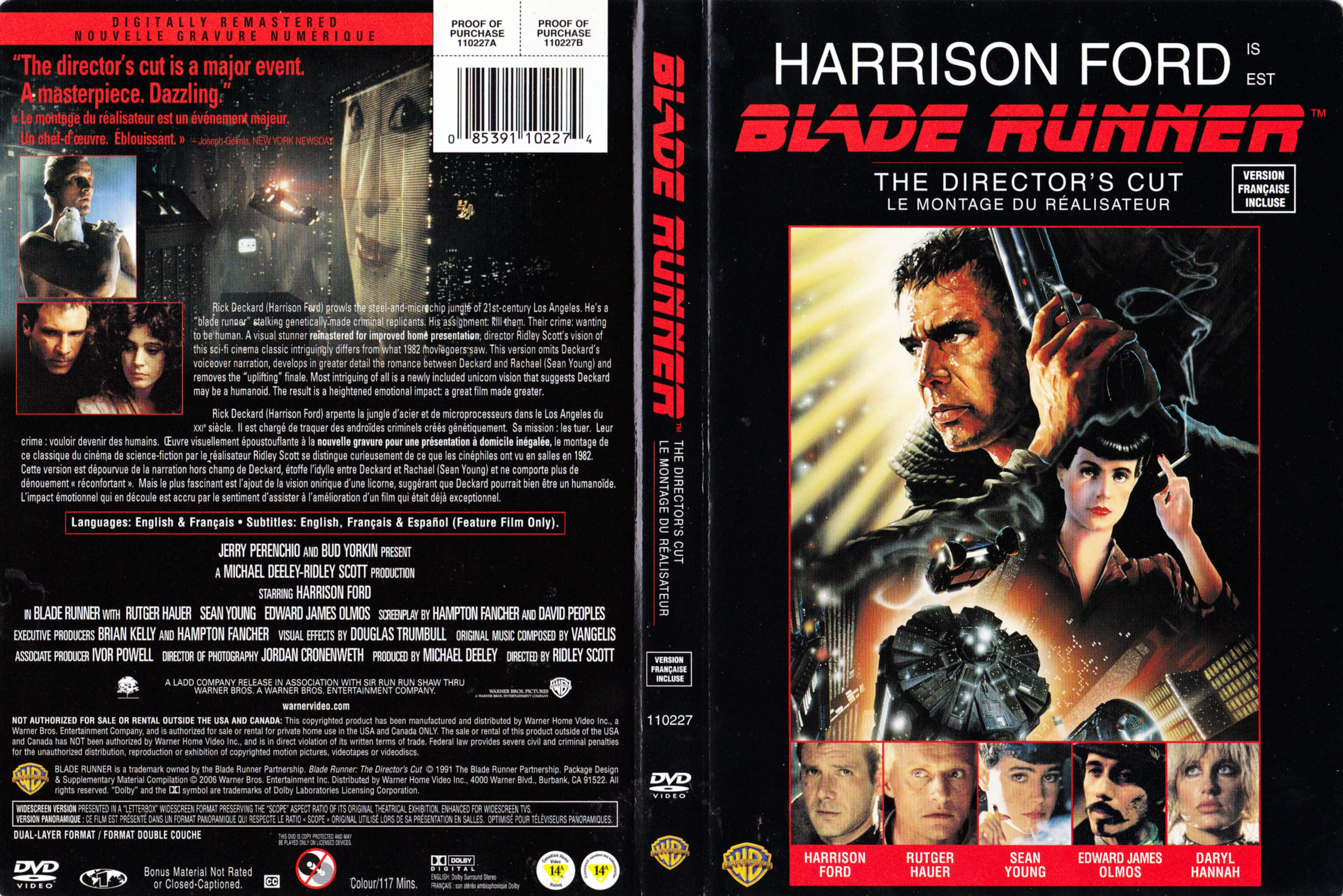 Jaquette DVD Blade runner (Canadienne)