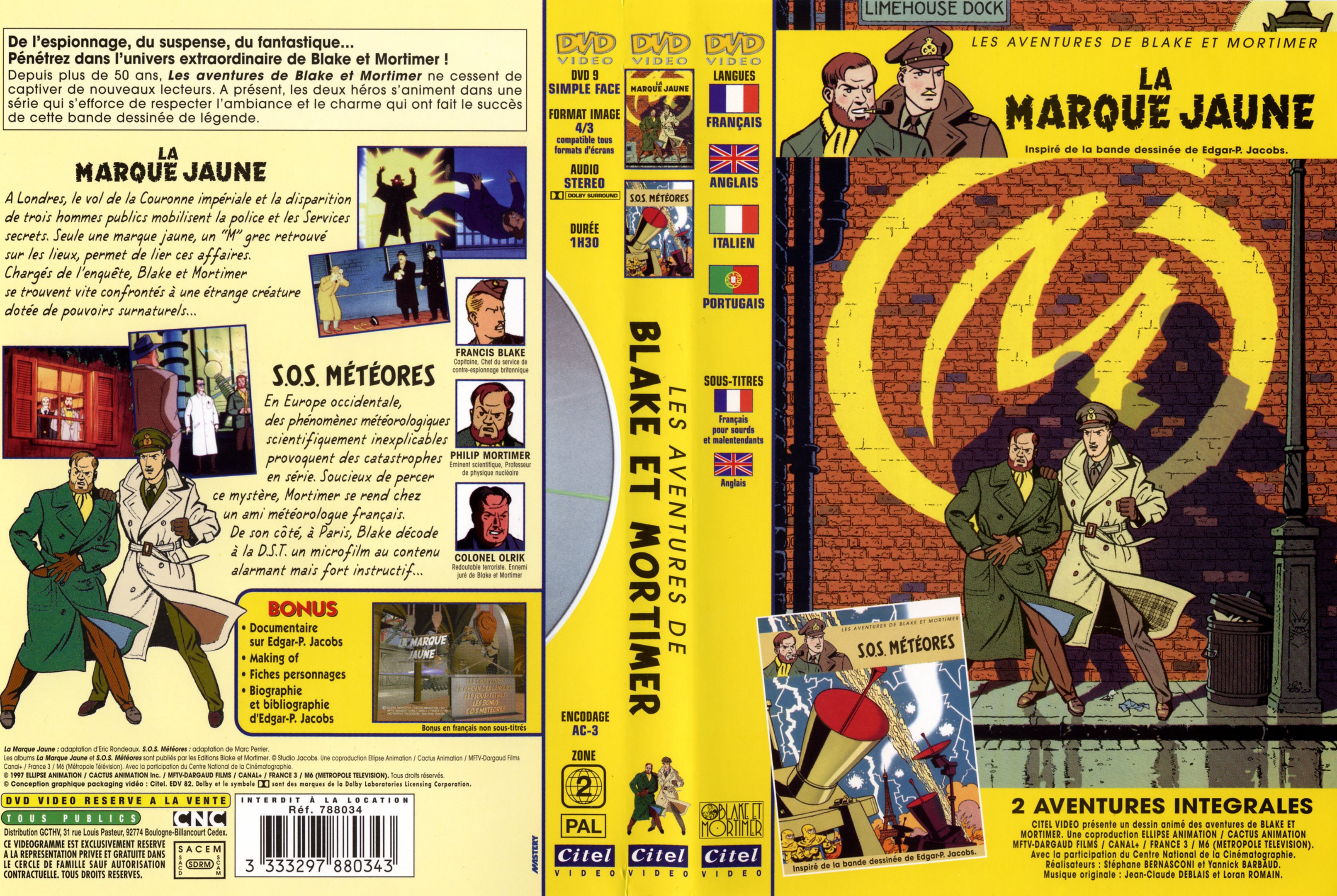 Jaquette DVD Blake et Mortimer La marque jaune v2