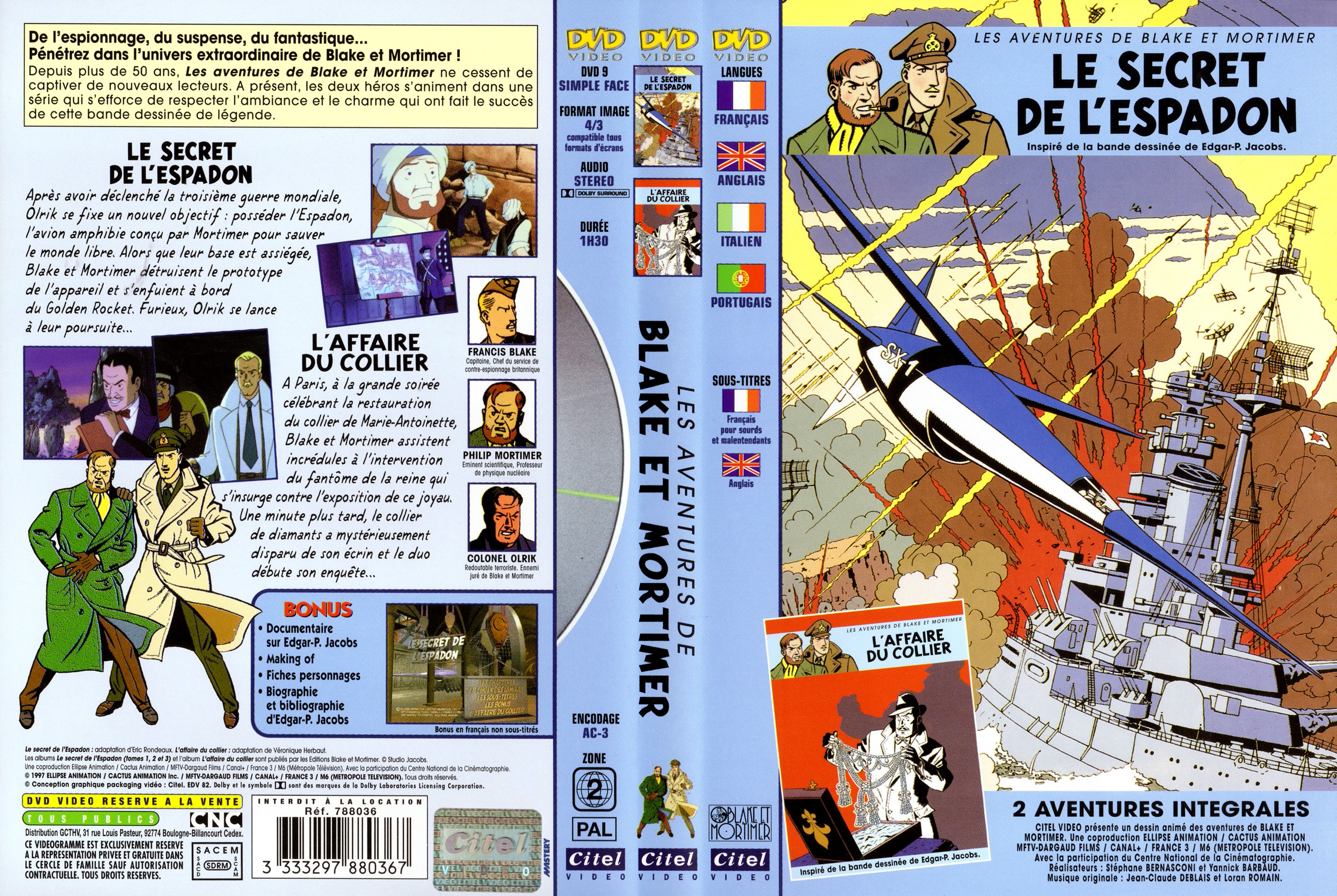 Jaquette DVD Blake et Mortimer Le secret de l