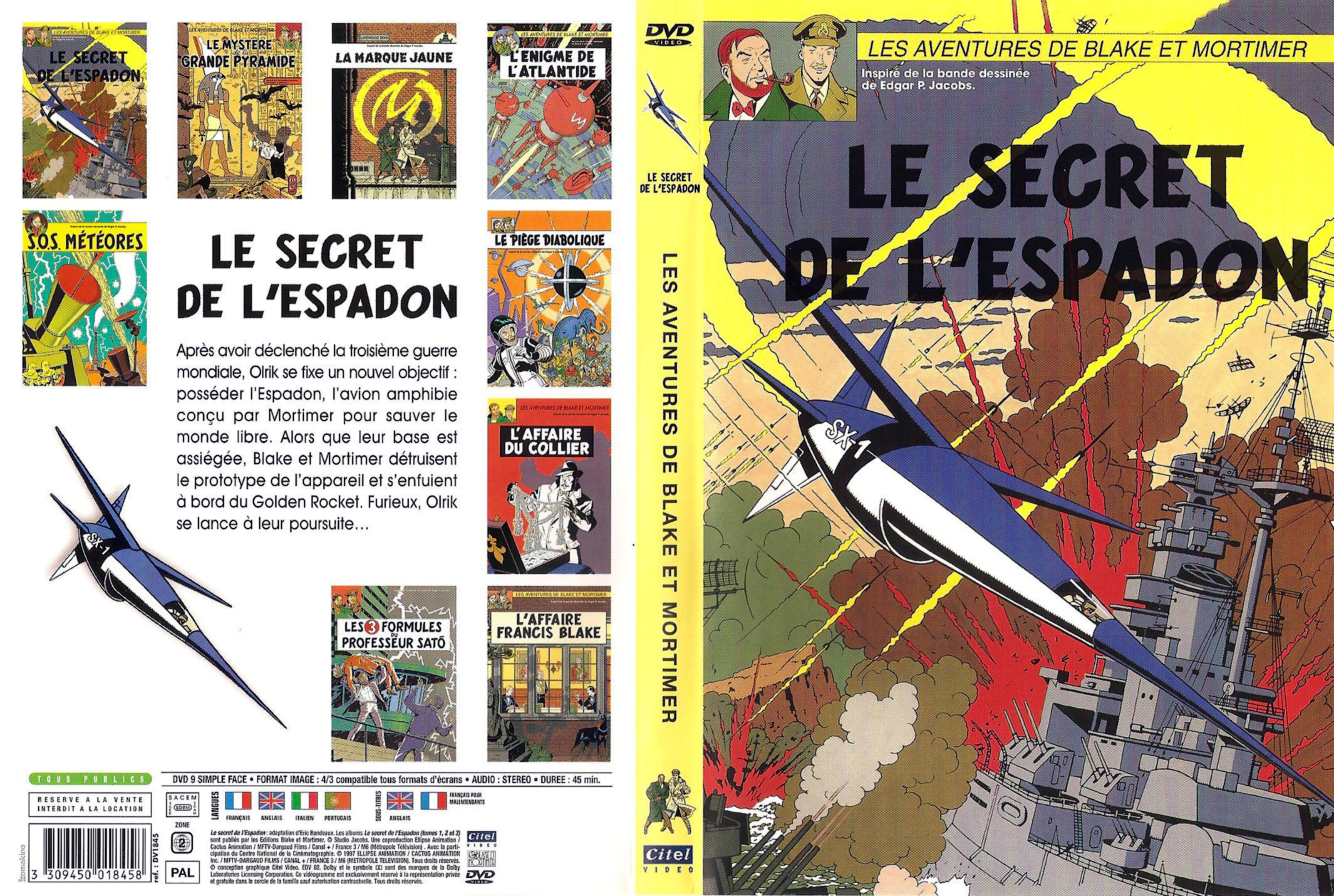 Jaquette DVD Blake et Mortimer Le secret de l