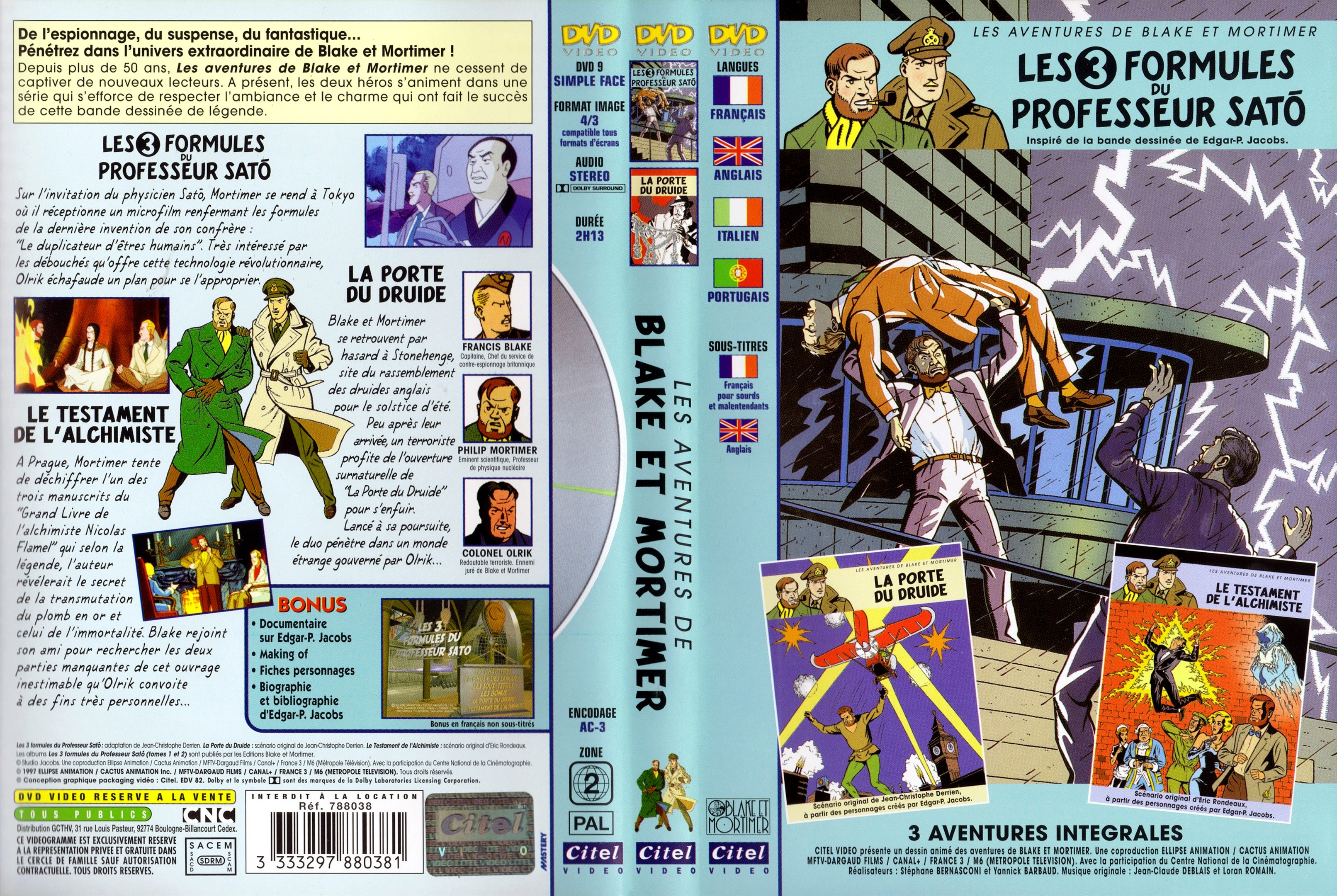 Jaquette DVD Blake et Mortimer Les 3 formules du professeur Sato