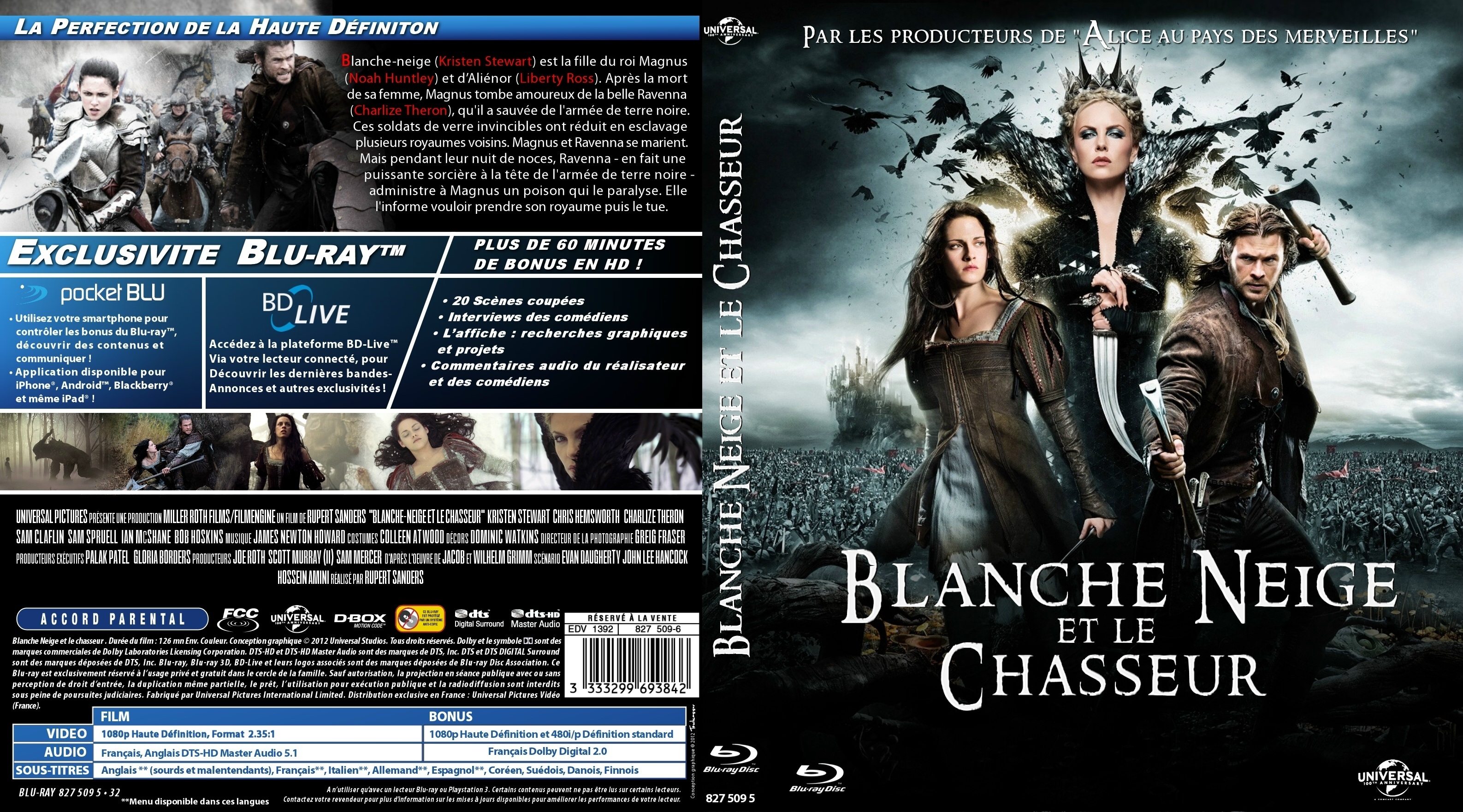 Jaquette DVD Blanche Neige et le chasseur custom (BLU-RAY)