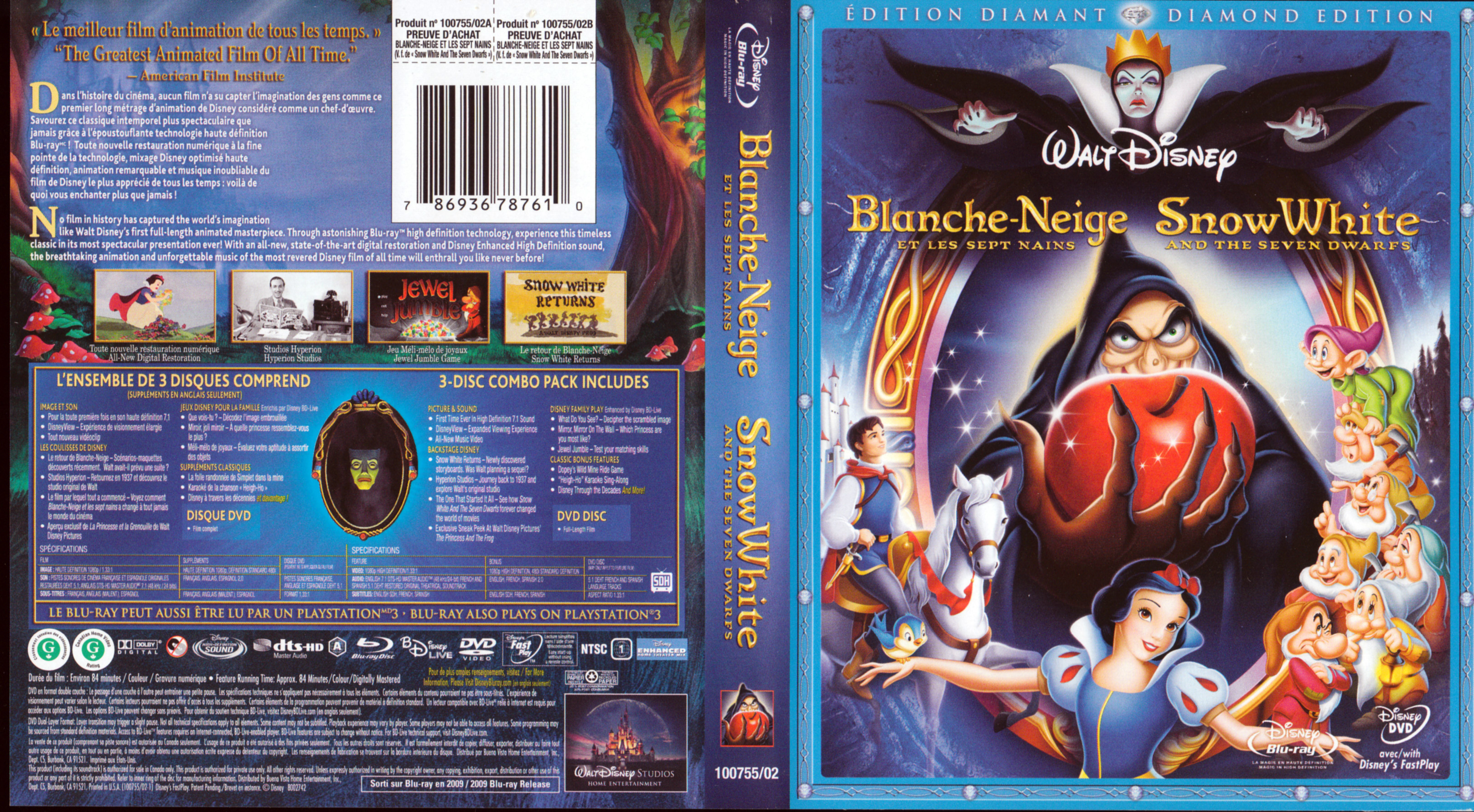 Jaquette DVD Blanche Neige et les sept nains (BLU-RAY) (Canadienne)