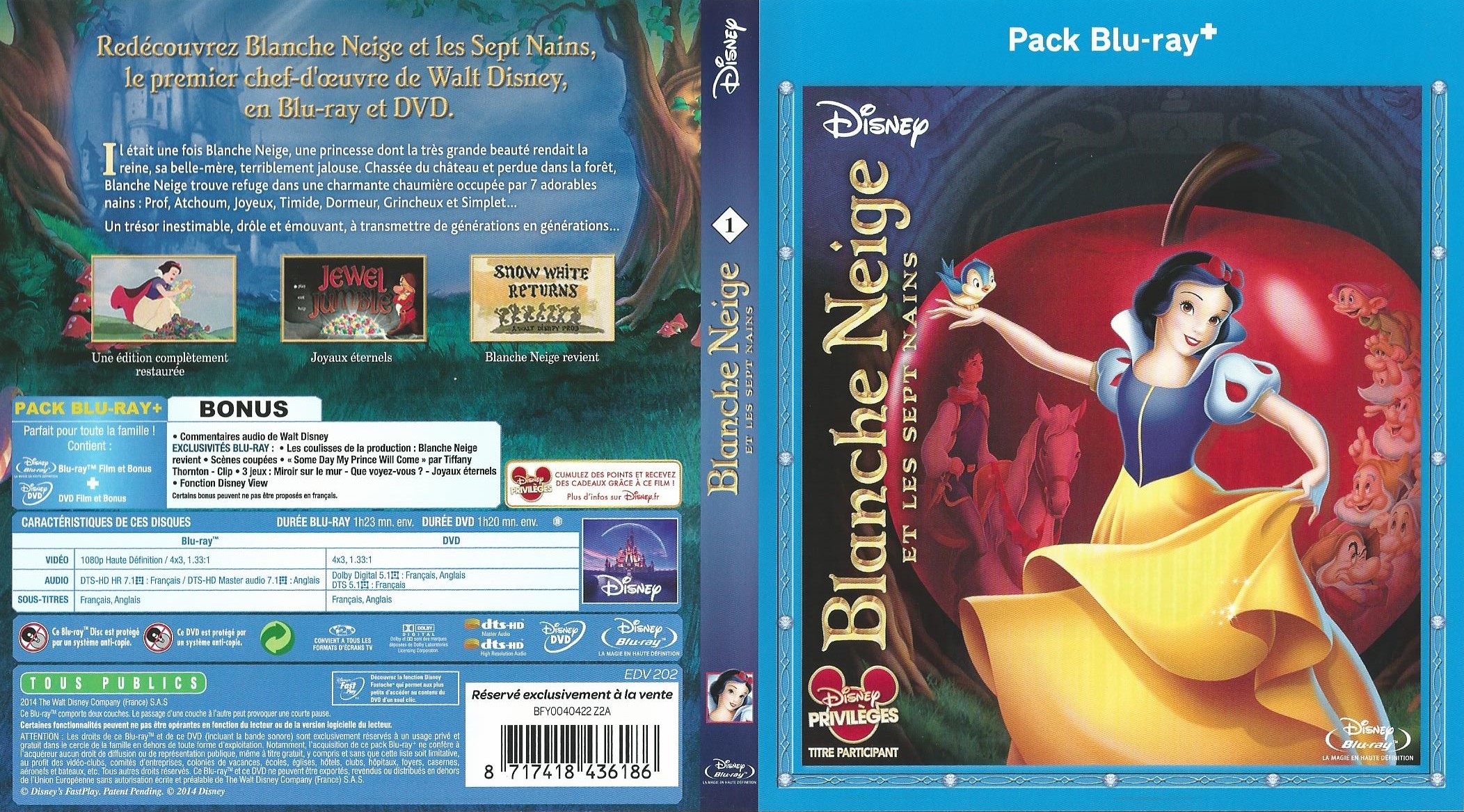 Jaquette DVD Blanche-Neige et les sept nains (BLU-RAY) v2