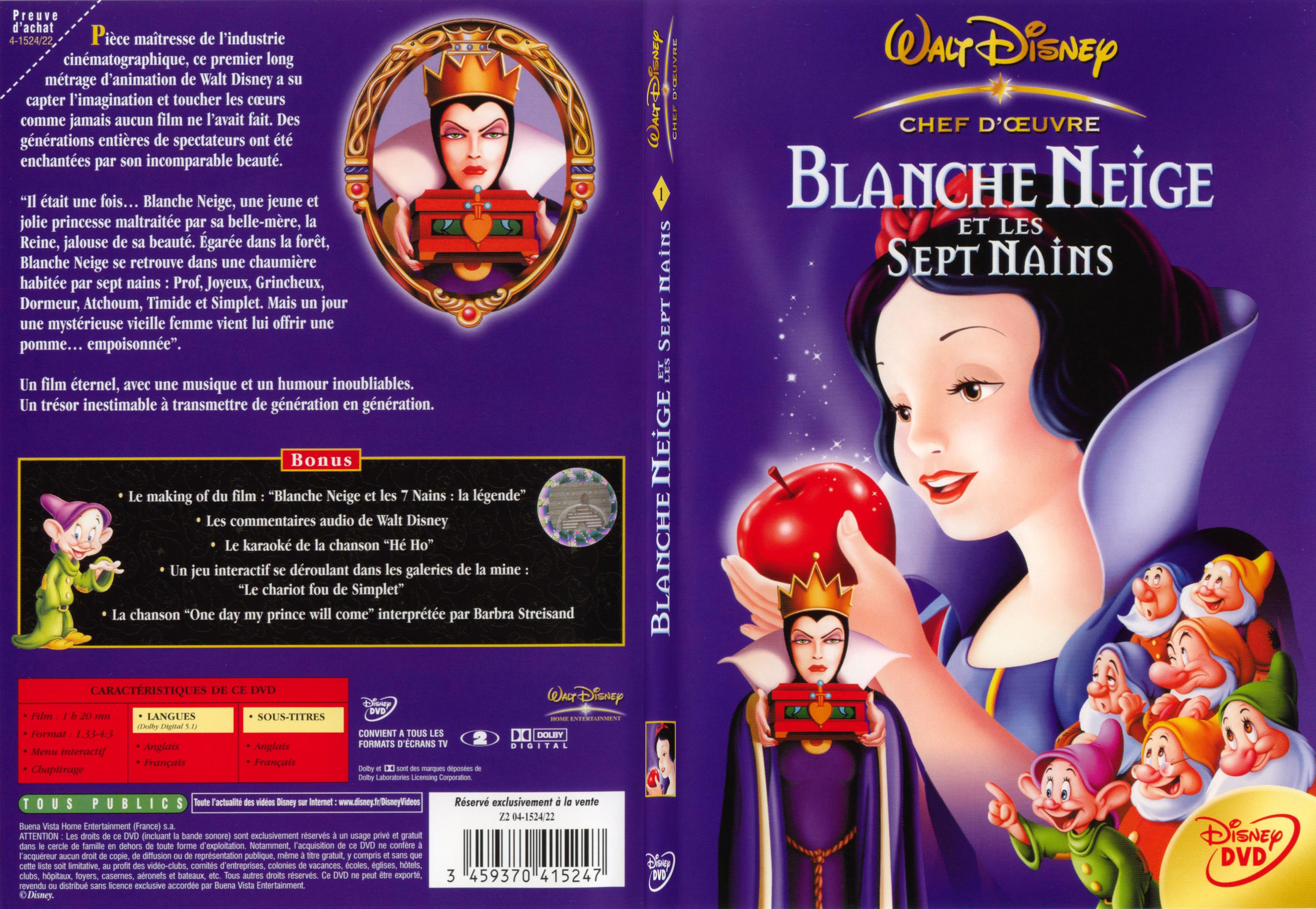 Jaquette DVD Blanche Neige et les sept nains - SLIM