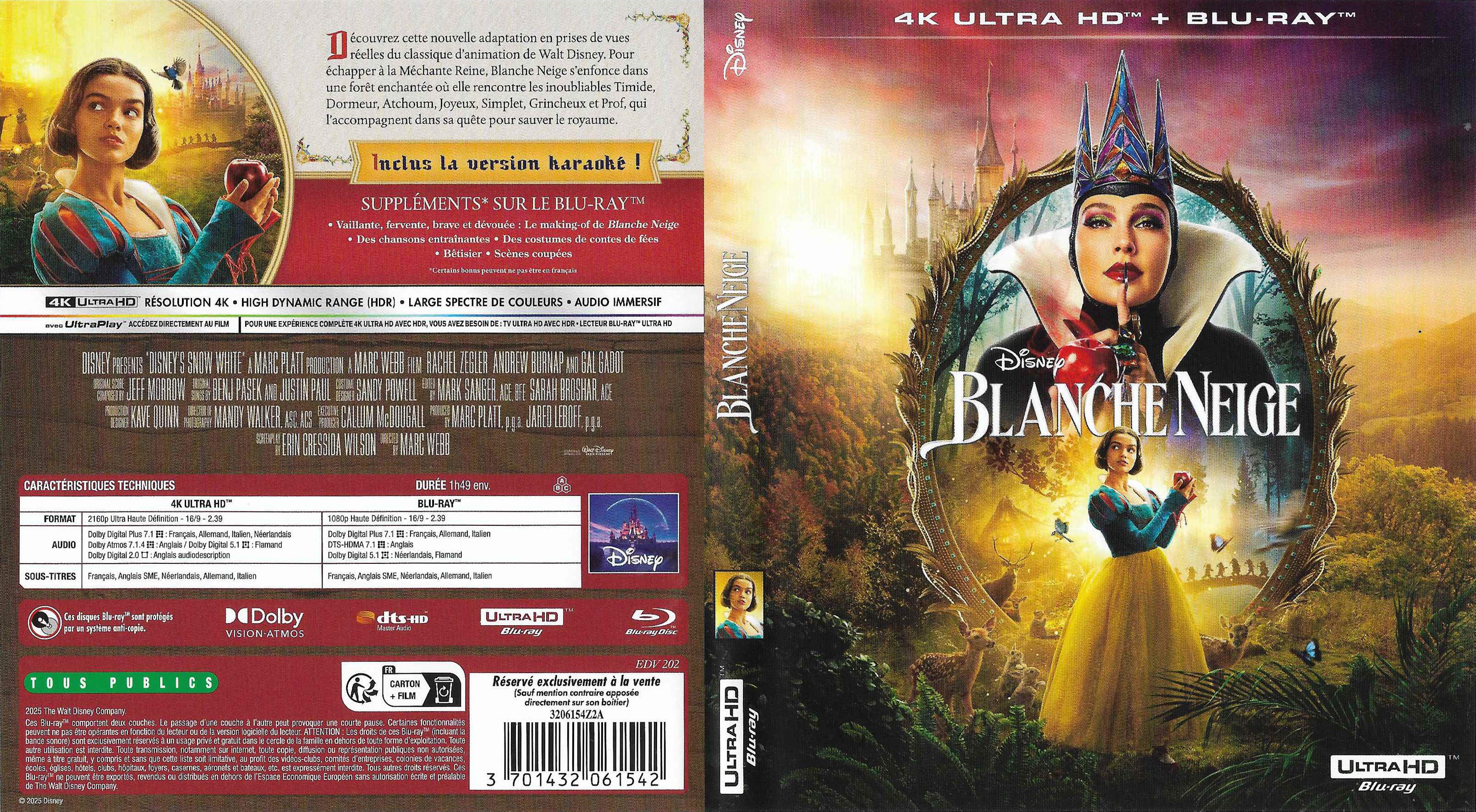 Jaquette DVD Blanche neige 2025 4K (BLU-RAY)