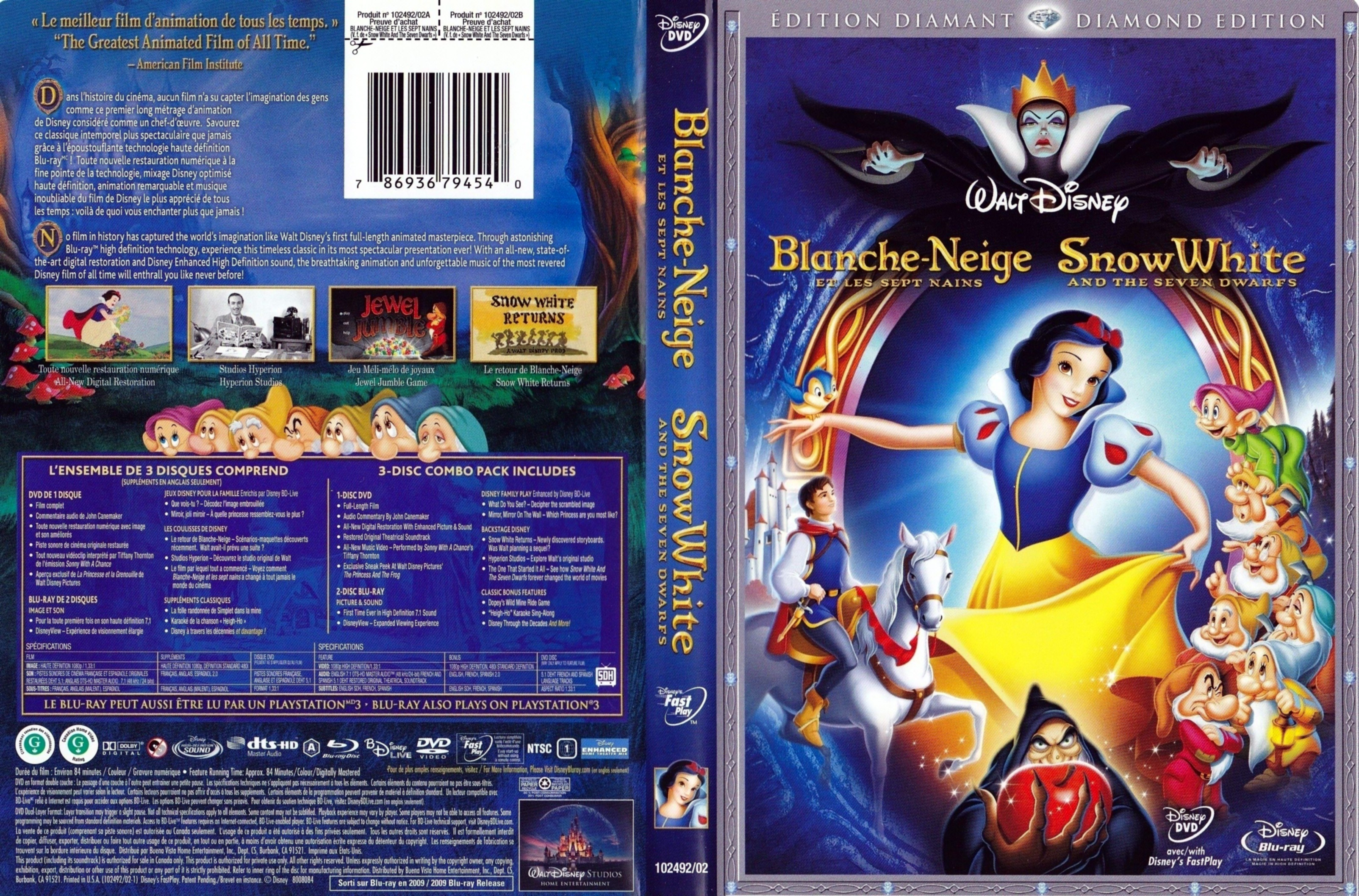 Jaquette DVD Blanche neige et les 7 nains - Snow white and the seven dwarfs (Canadienne)