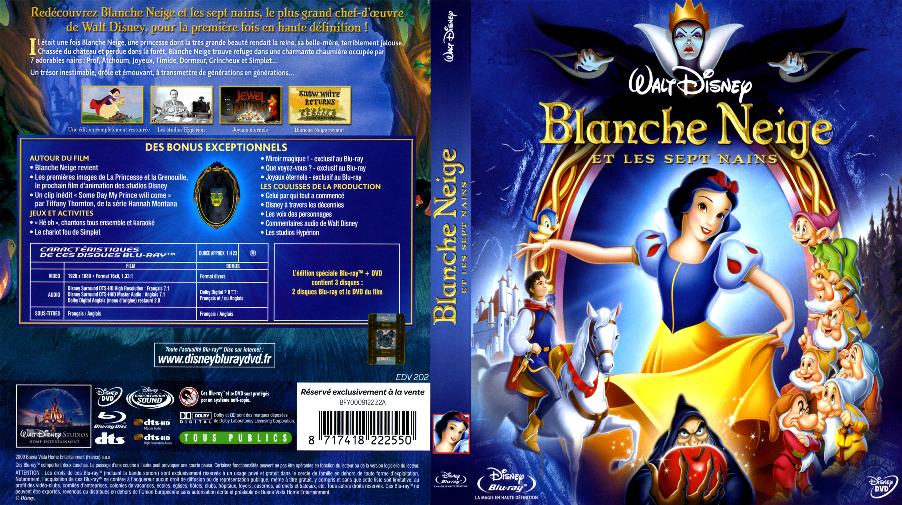 Jaquette DVD Blanche neige et les sept nains (BLU-RAY)