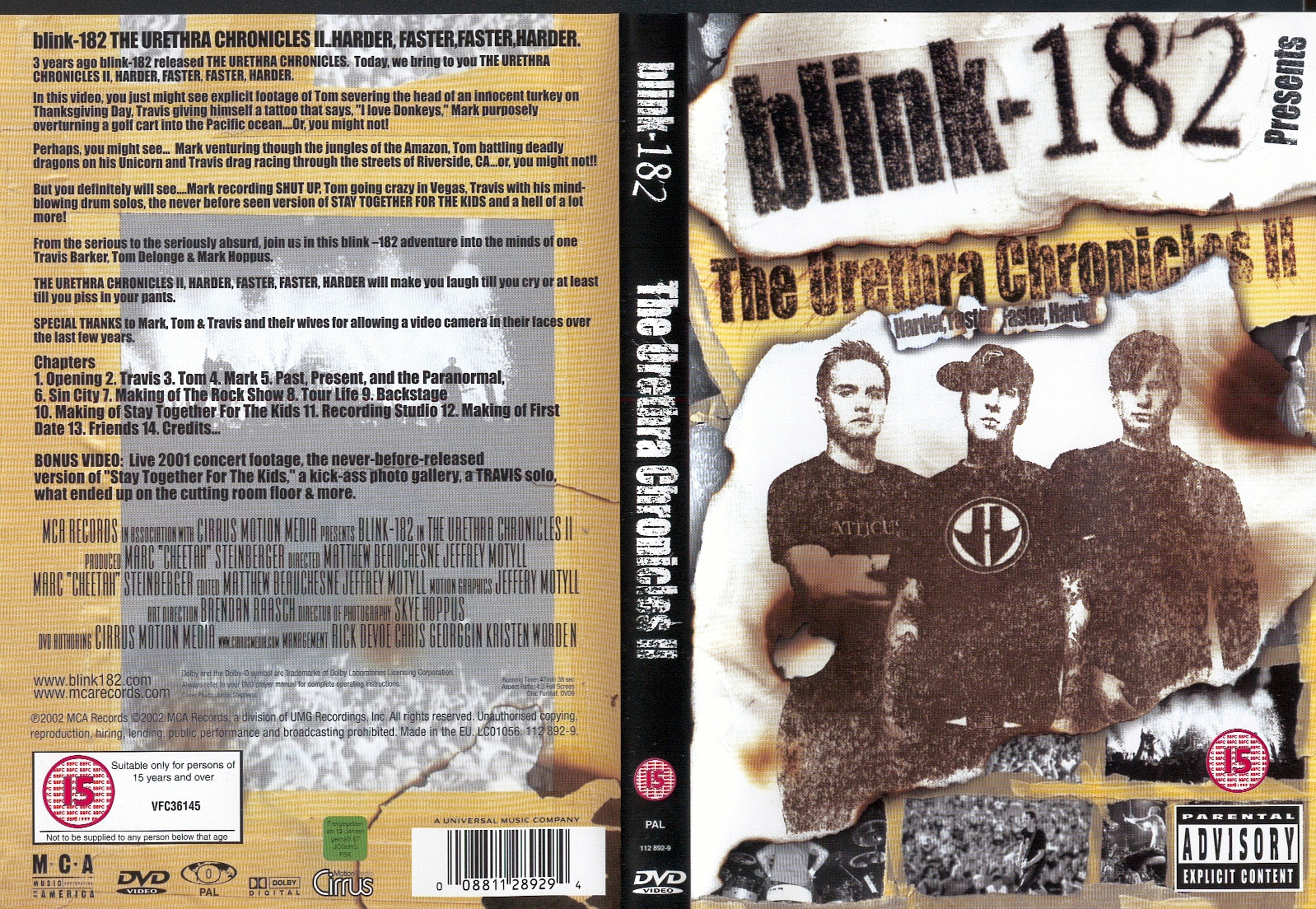 Jaquette DVD Blink 182 urethra chronicles 2