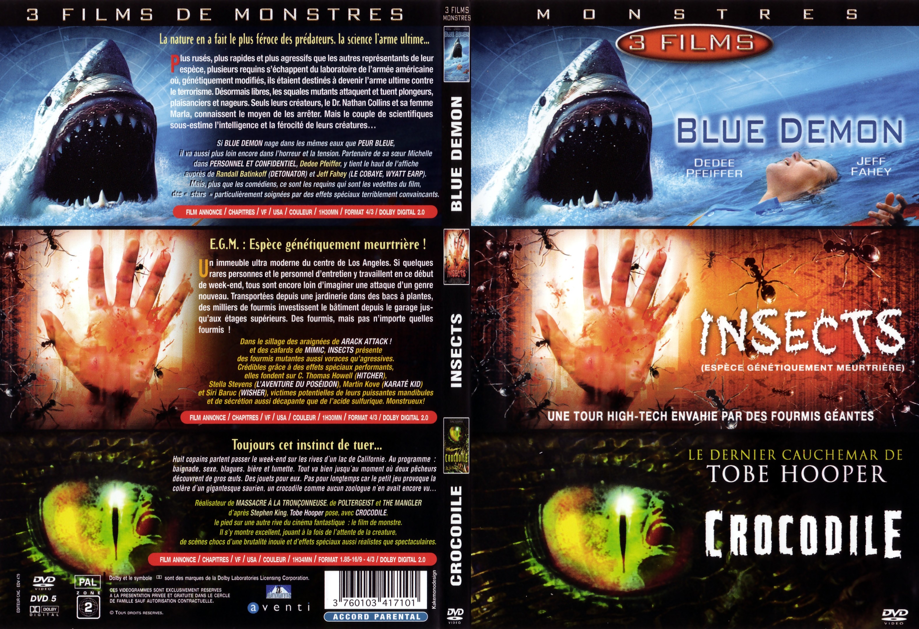 Jaquette DVD Blue demon + Insects + Crocodile - SLIM