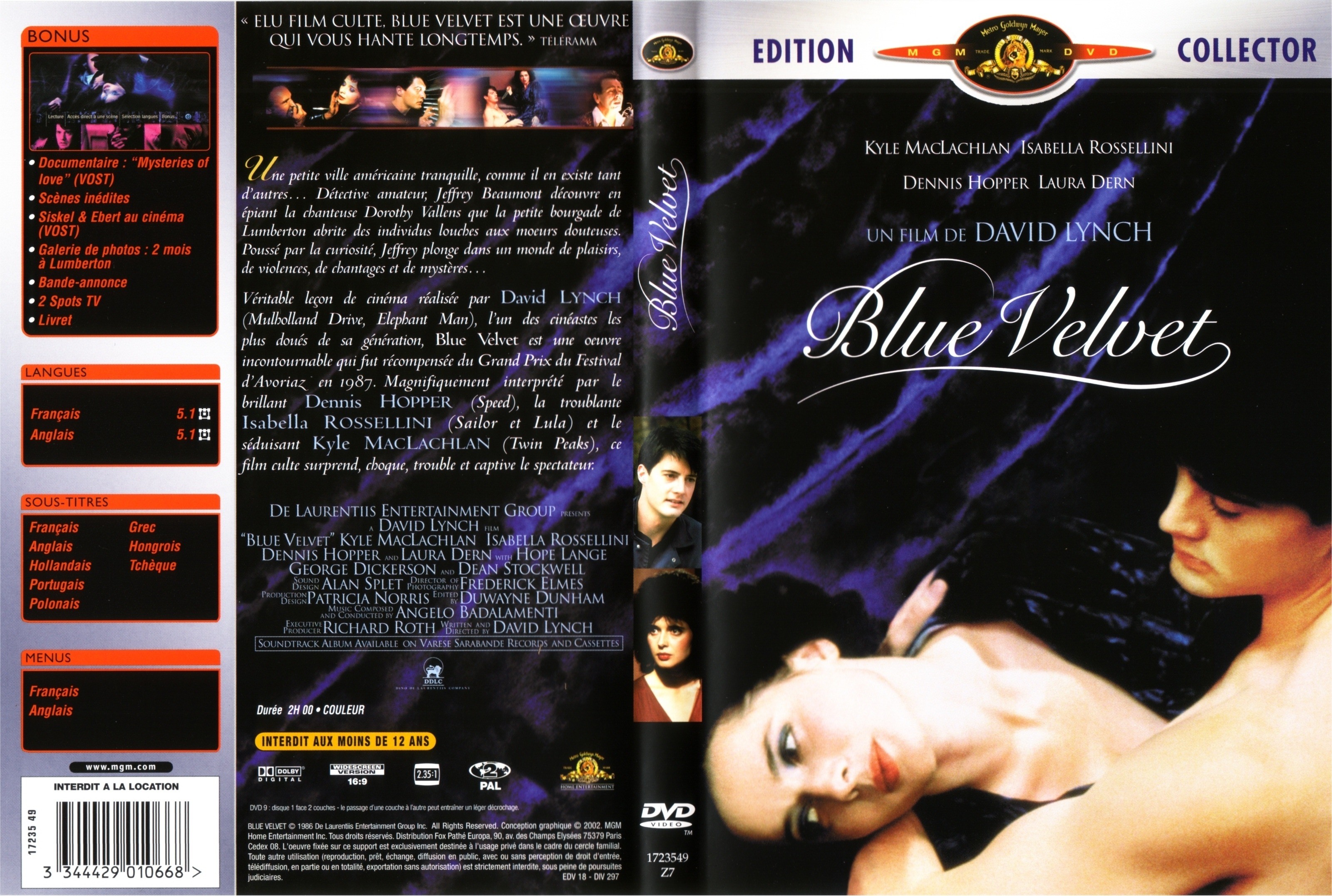 Jaquette DVD Blue velvet