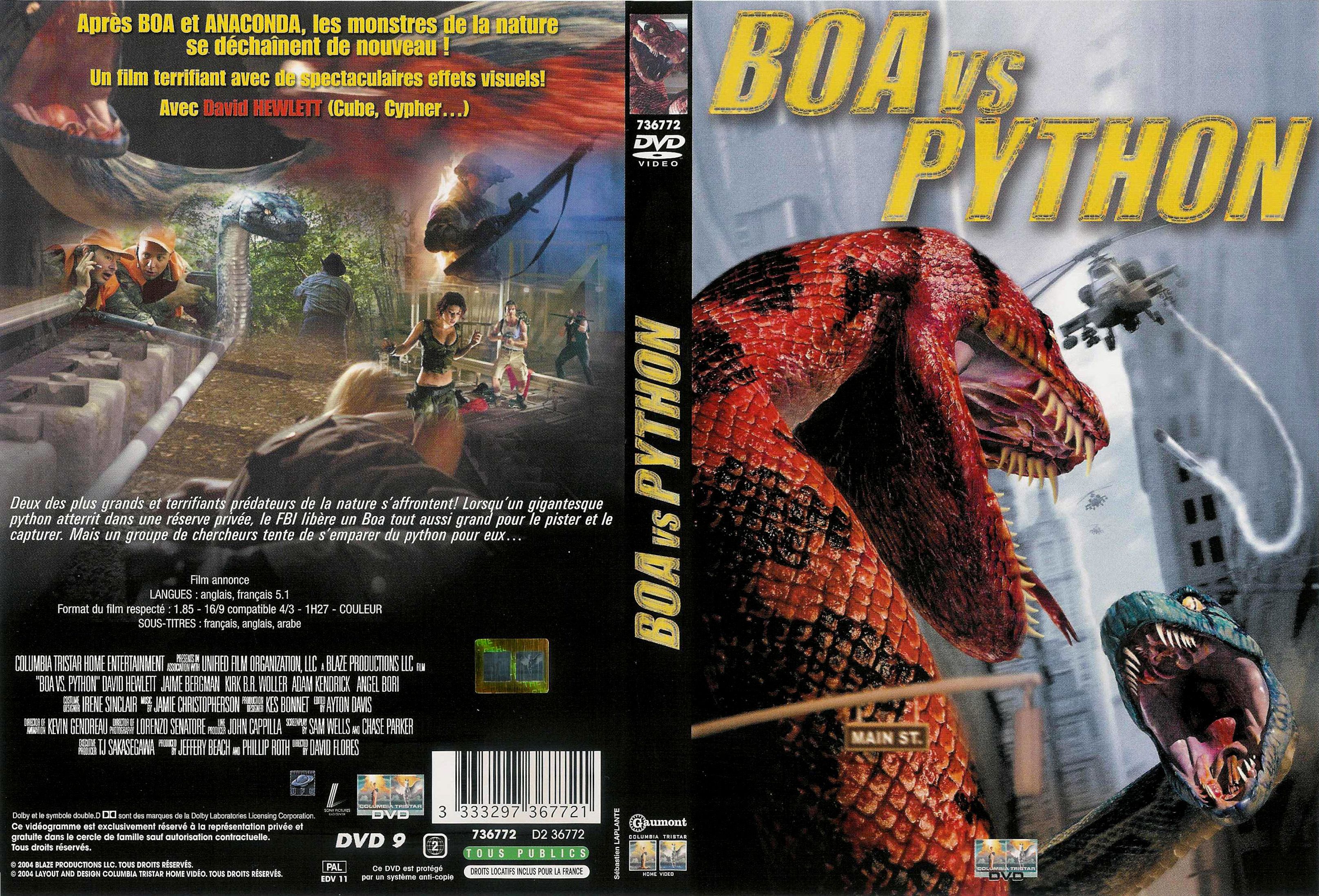 Jaquette DVD Boa vs python