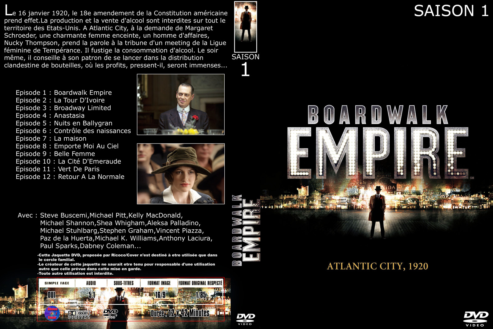 Jaquette DVD Boardwalk Empire Saison 1 custom