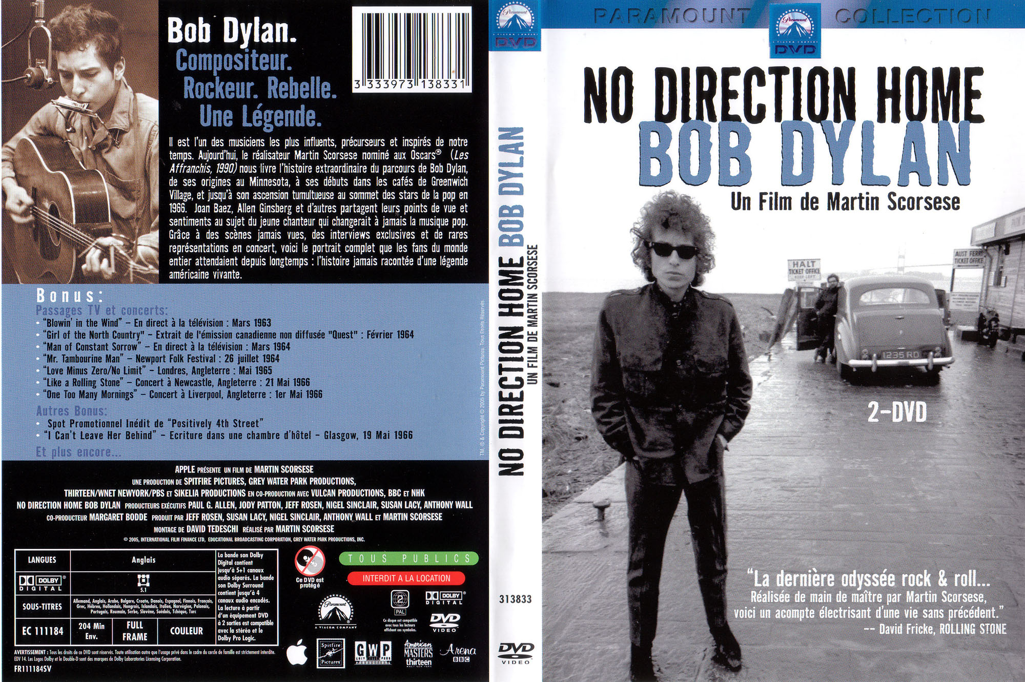 Jaquette Dvd De Bob Dylan No Direction Home Cinéma Passion 