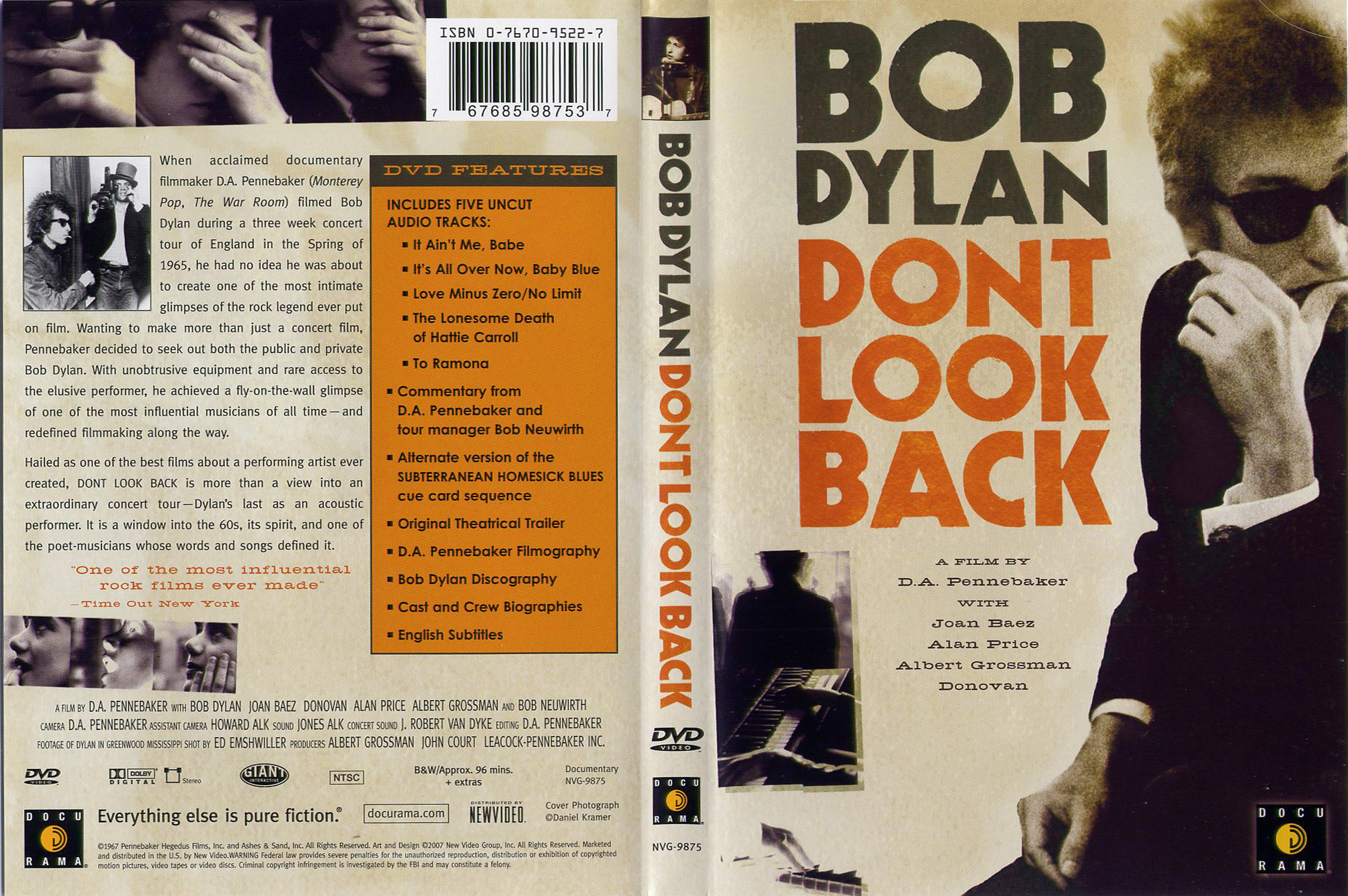 Jaquette DVD Bob Dylan dont look back