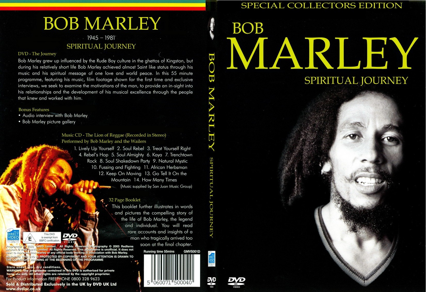 Jaquette DVD Bob Marley Spiritual journey - SLIM