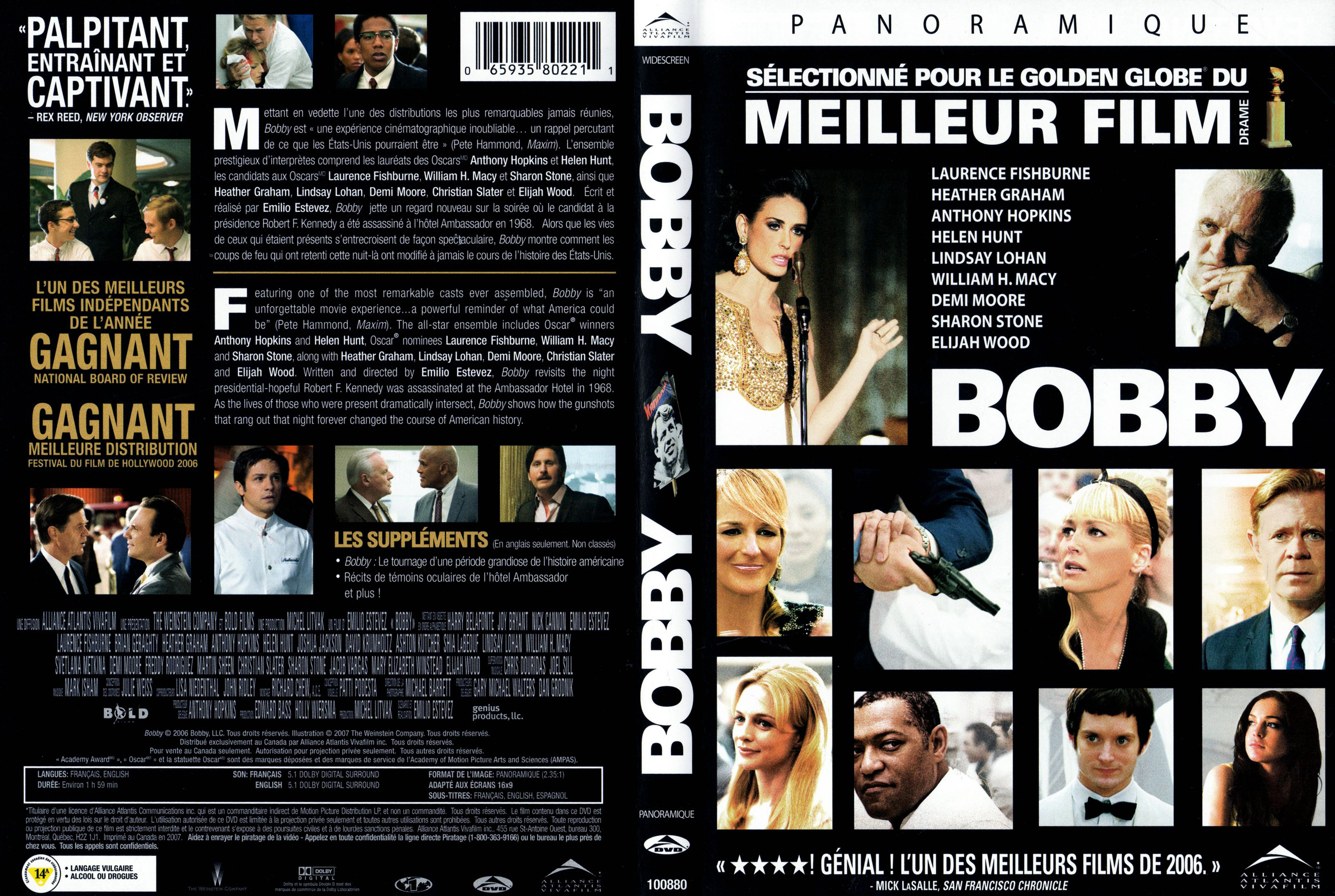 Jaquette DVD Bobby (Canadienne)