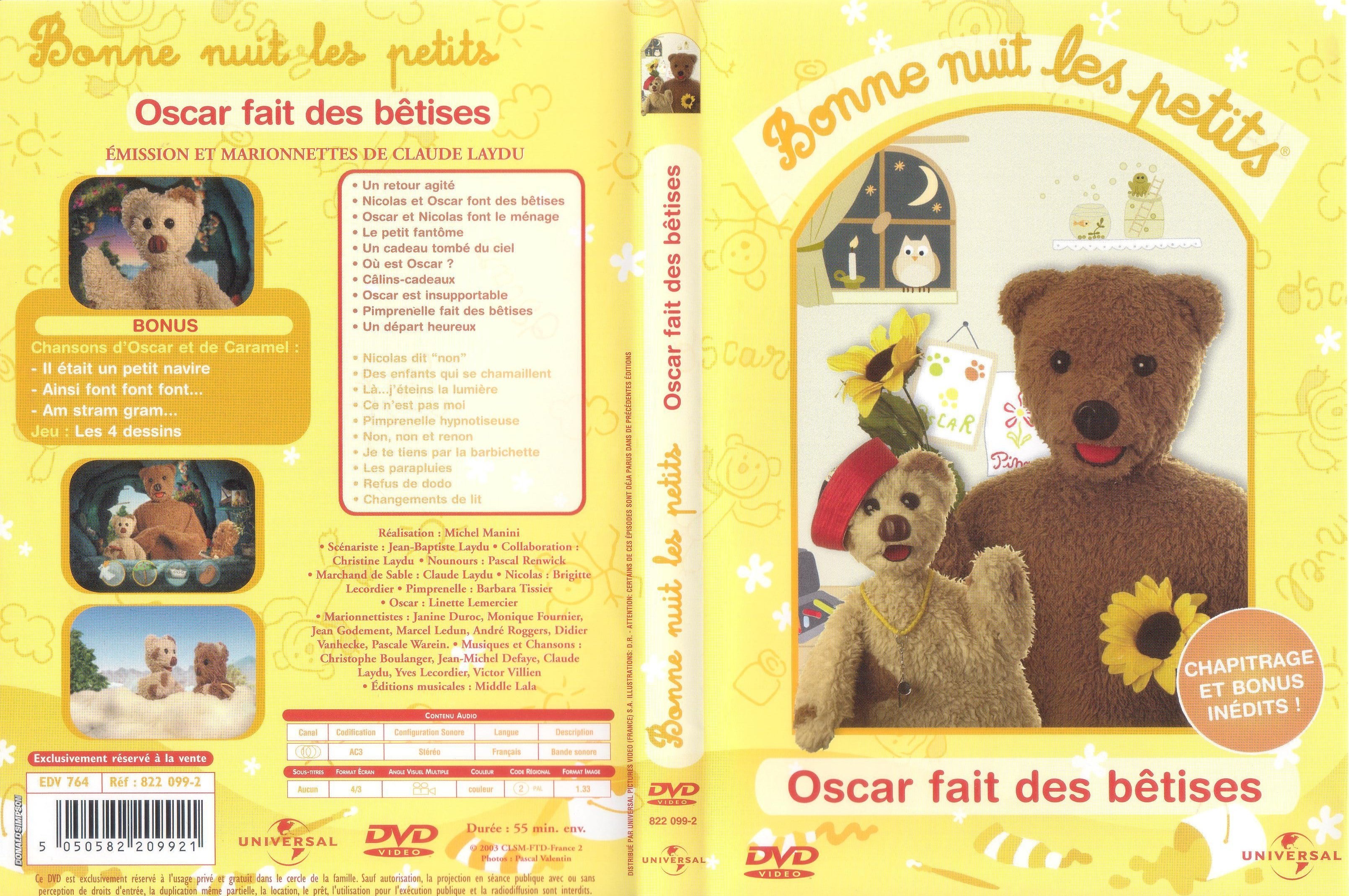 Jaquette DVD Bonnes nuits les petits - oscar fait des betises