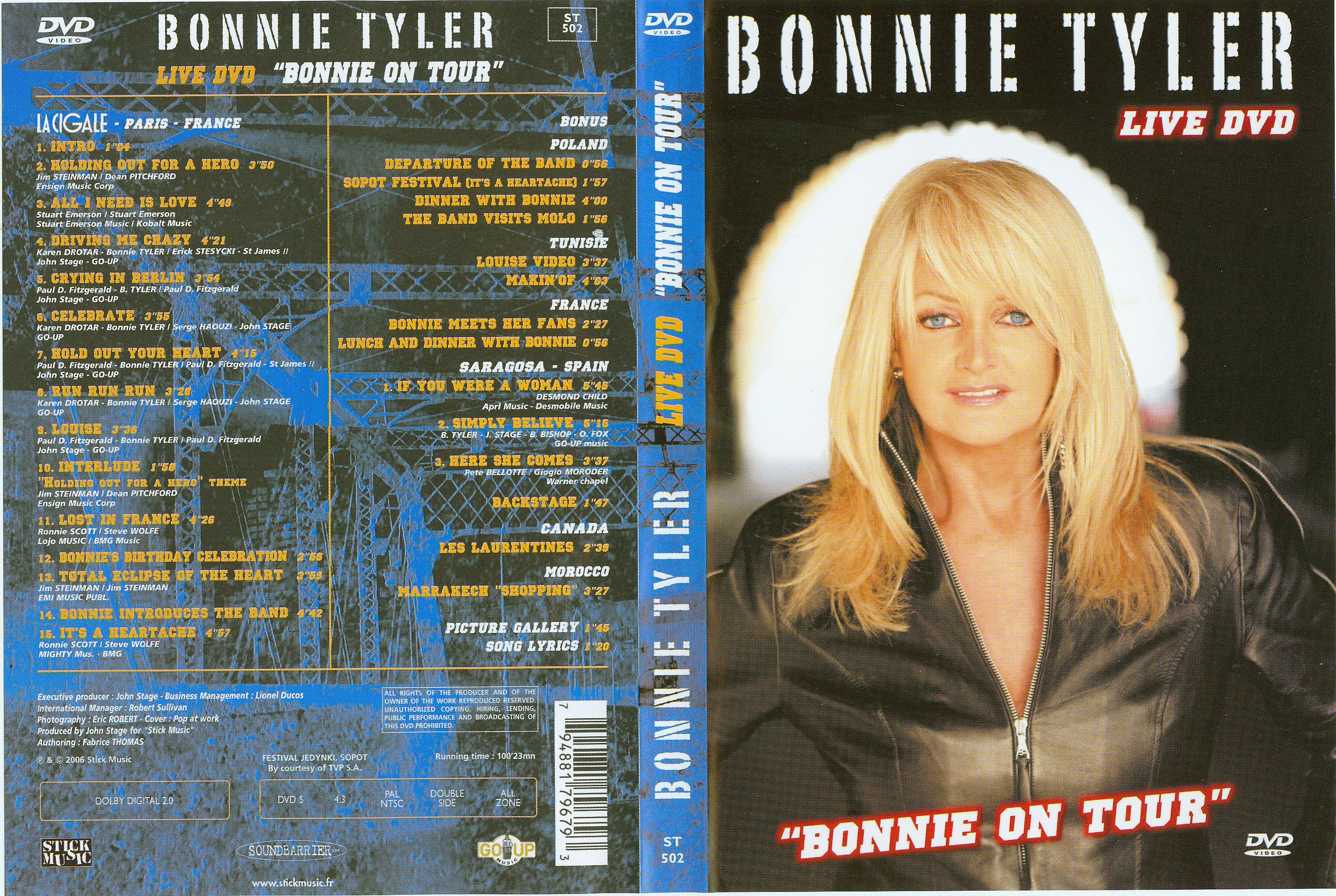 Jaquette DVD Bonnie Tyler live dvd Bonnie on tour