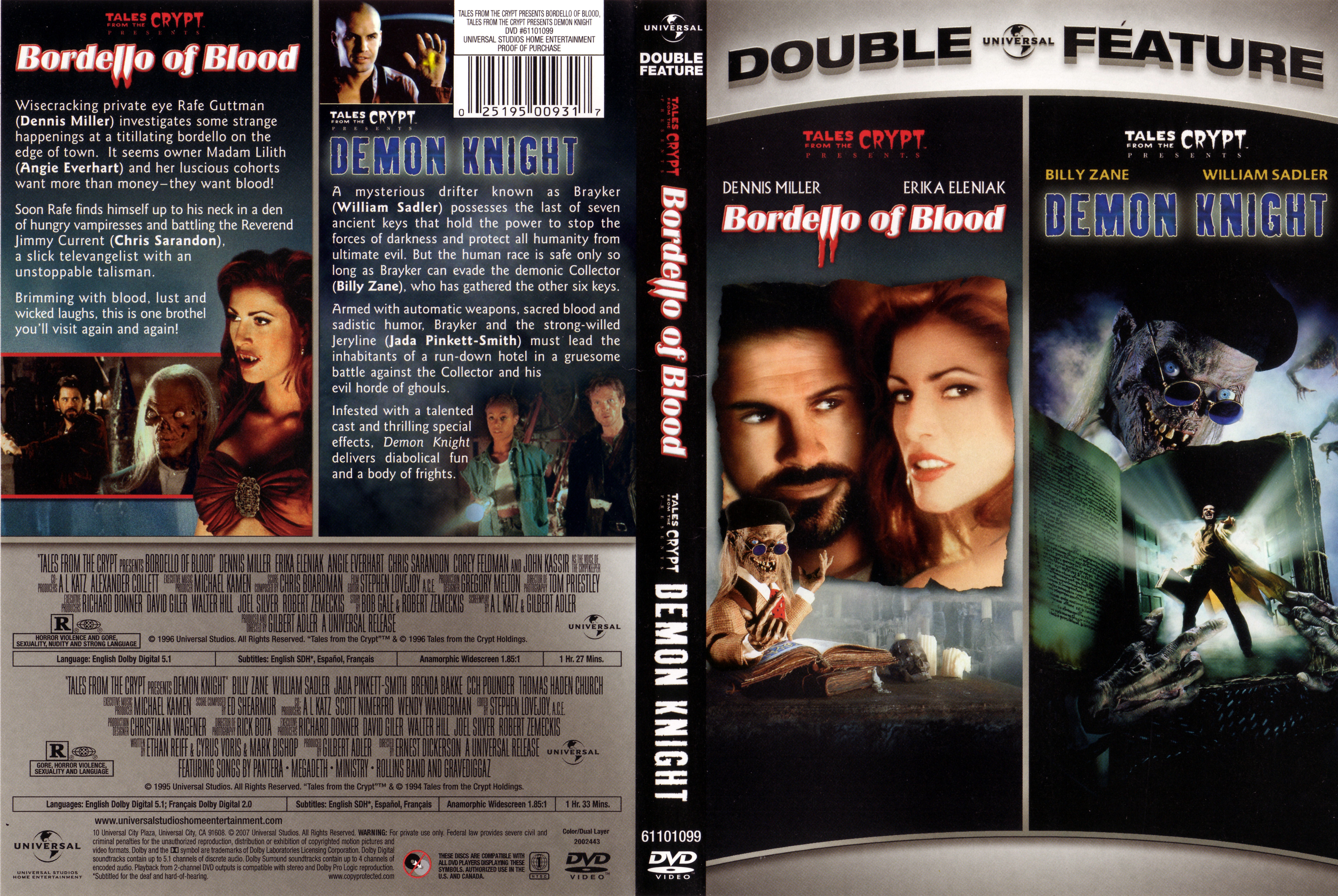 Jaquette DVD Bordello of blood + Demon knight Zone 1
