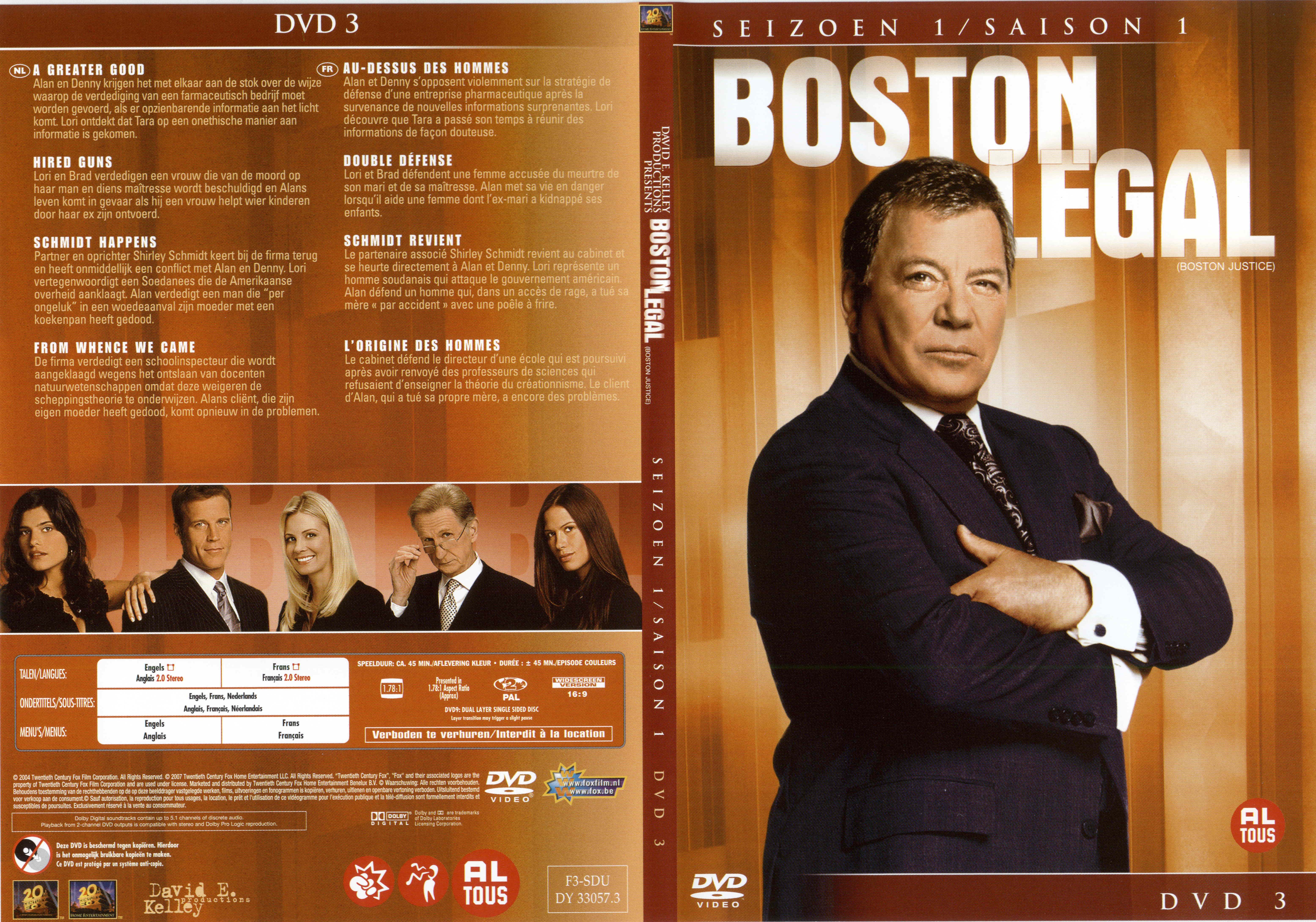 Jaquette DVD Boston legal - Boston justice Saison 1 DVD 3