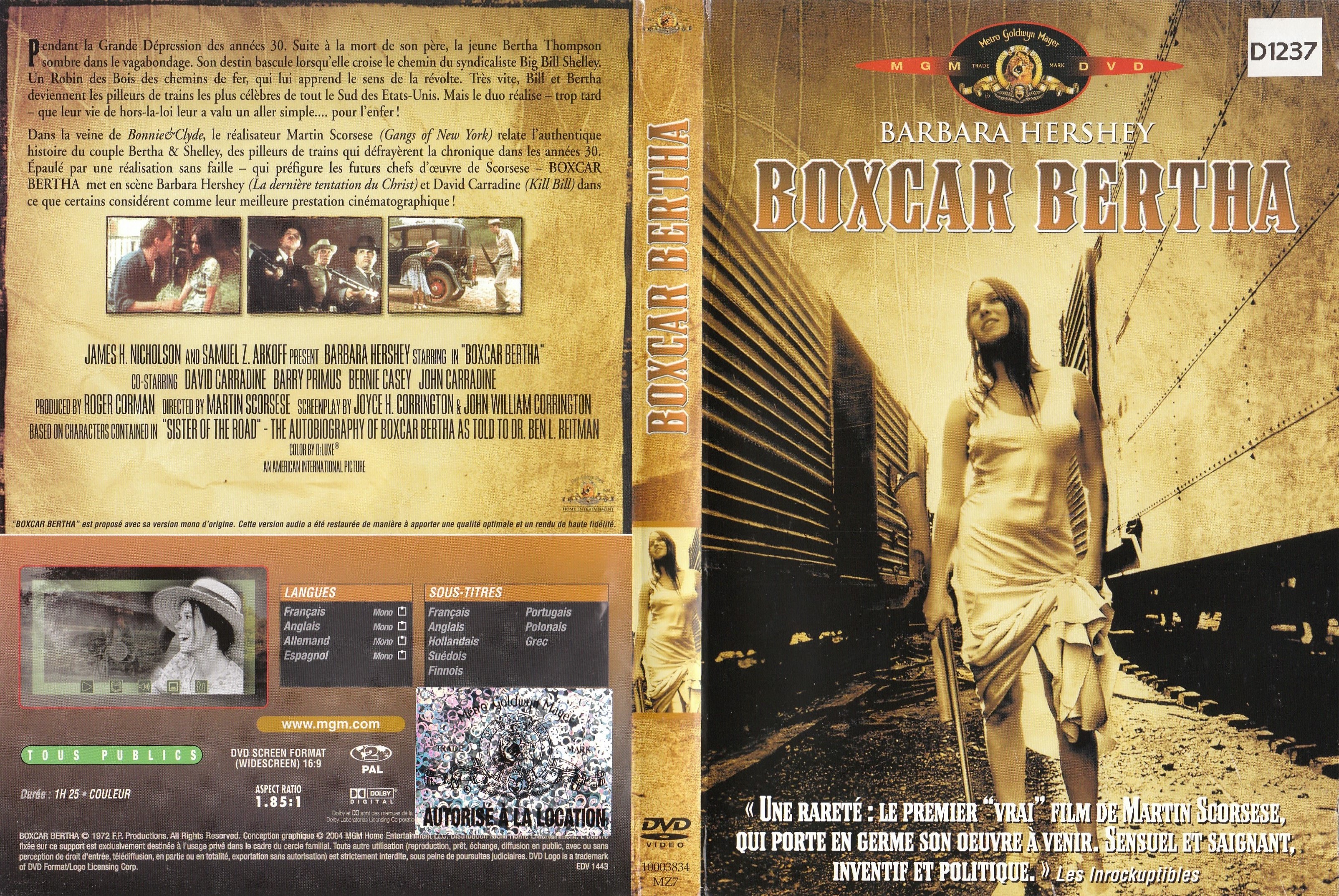 Jaquette DVD Boxcar bertha