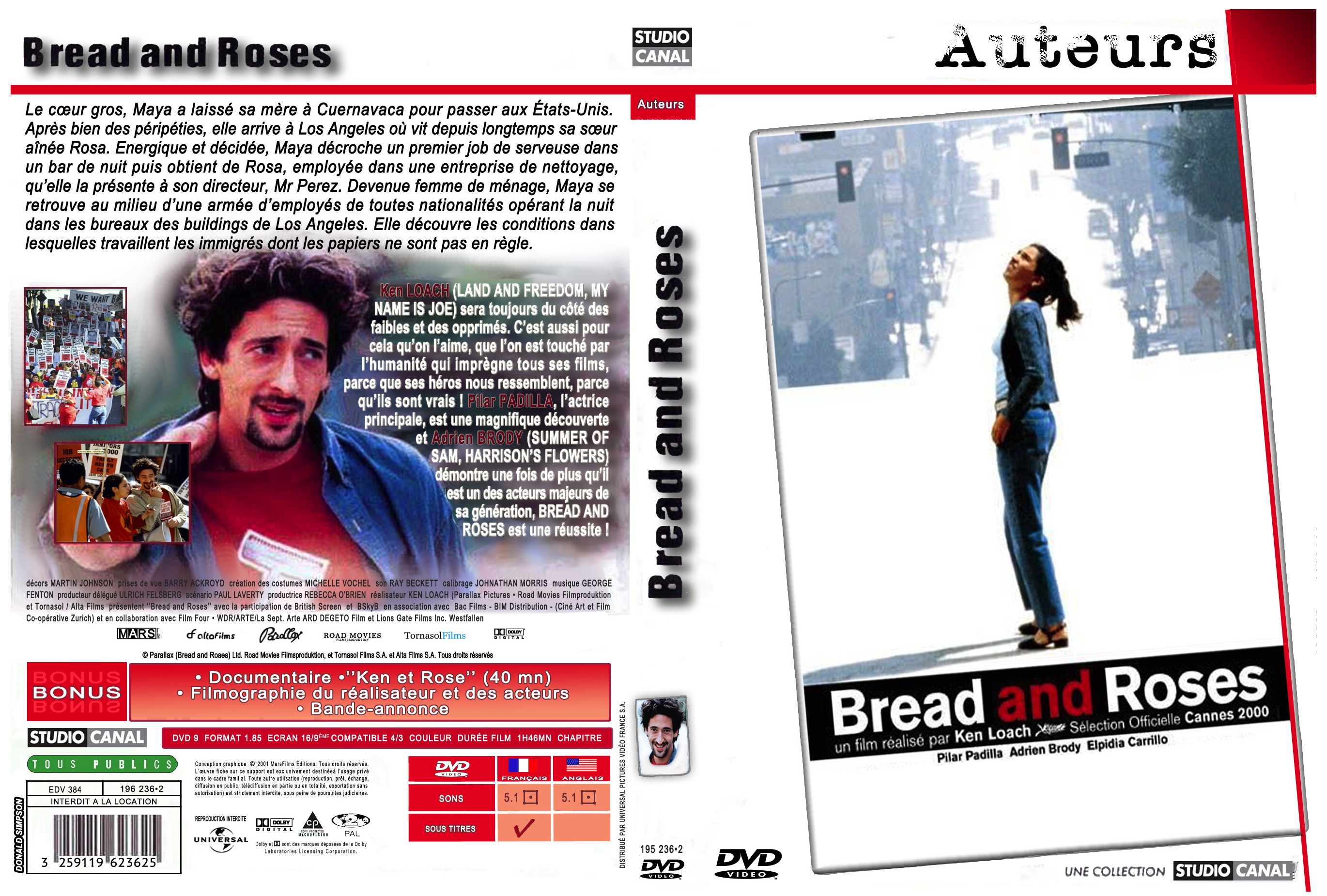 Jaquette DVD Bread and Roses custom