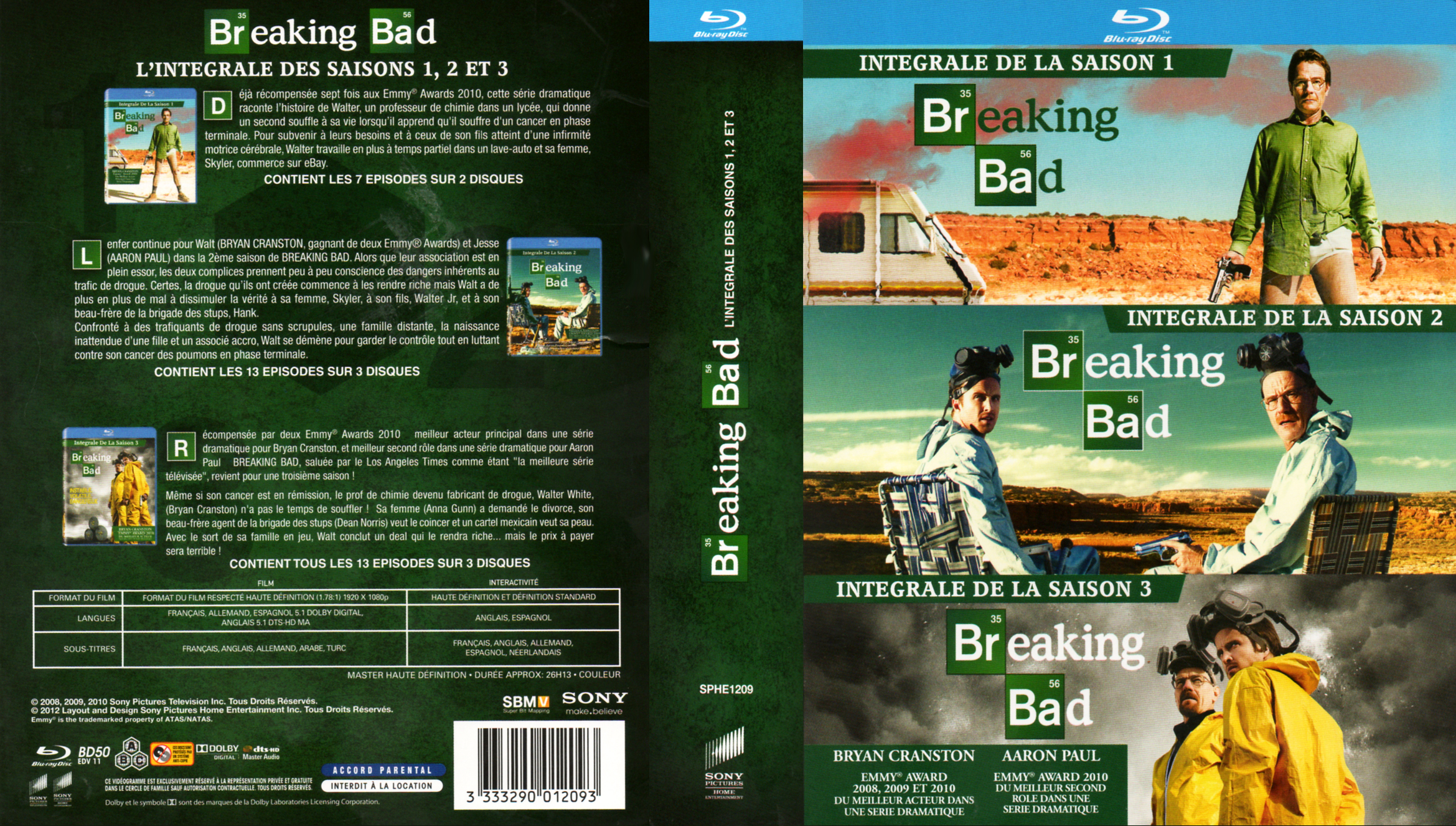 Jaquette DVD Breaking Bad Saison 1-2-3 (BLU-RAY)