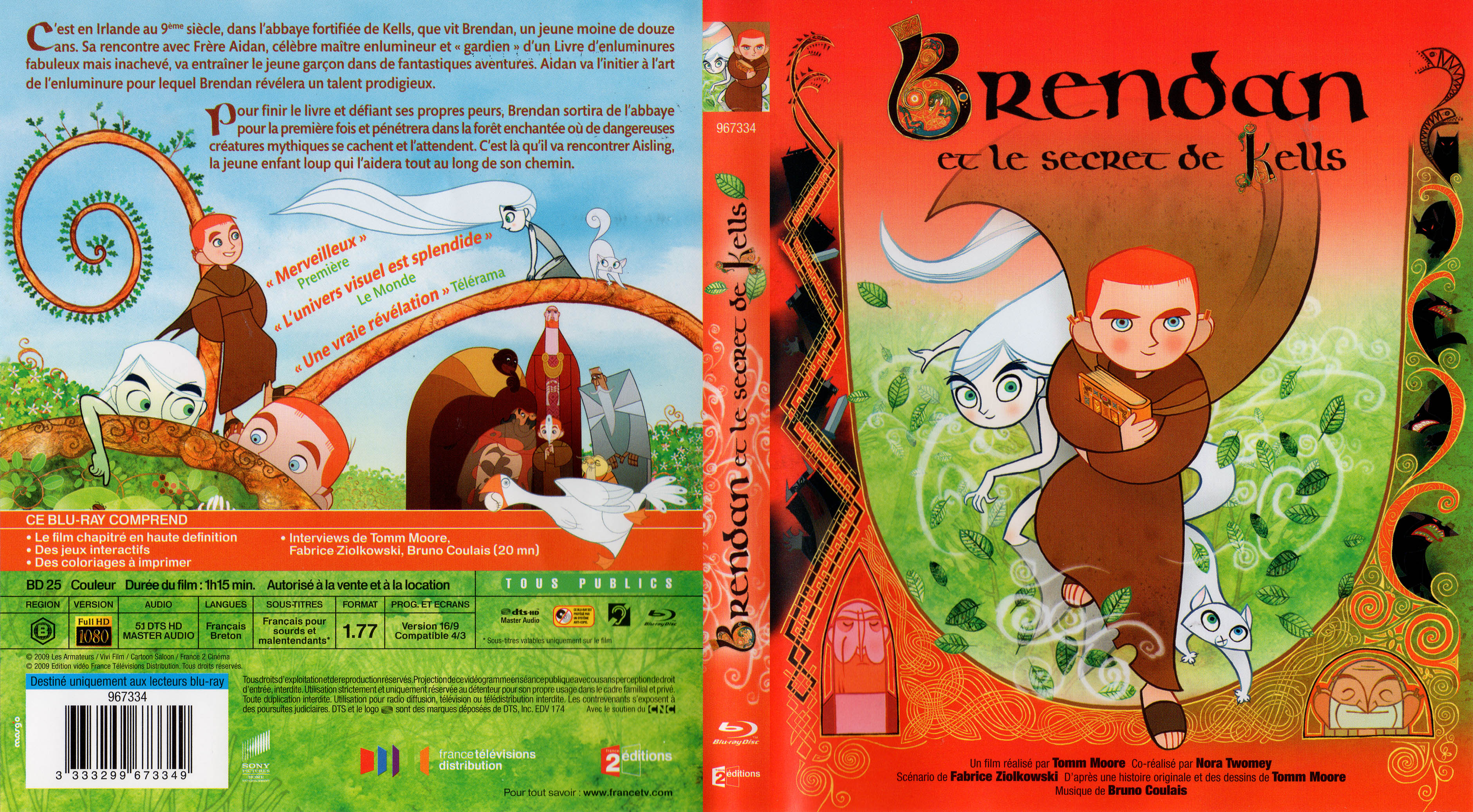 Jaquette DVD Brendan et le secret de Kells (BLU-RAY)
