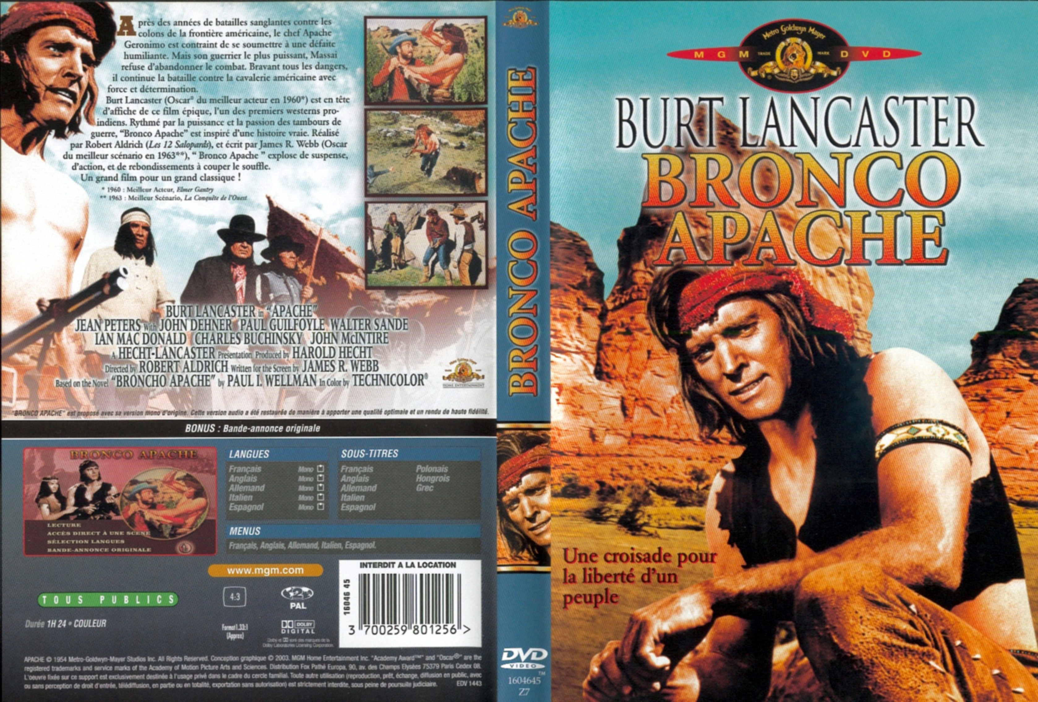 Jaquette DVD Bronco apache