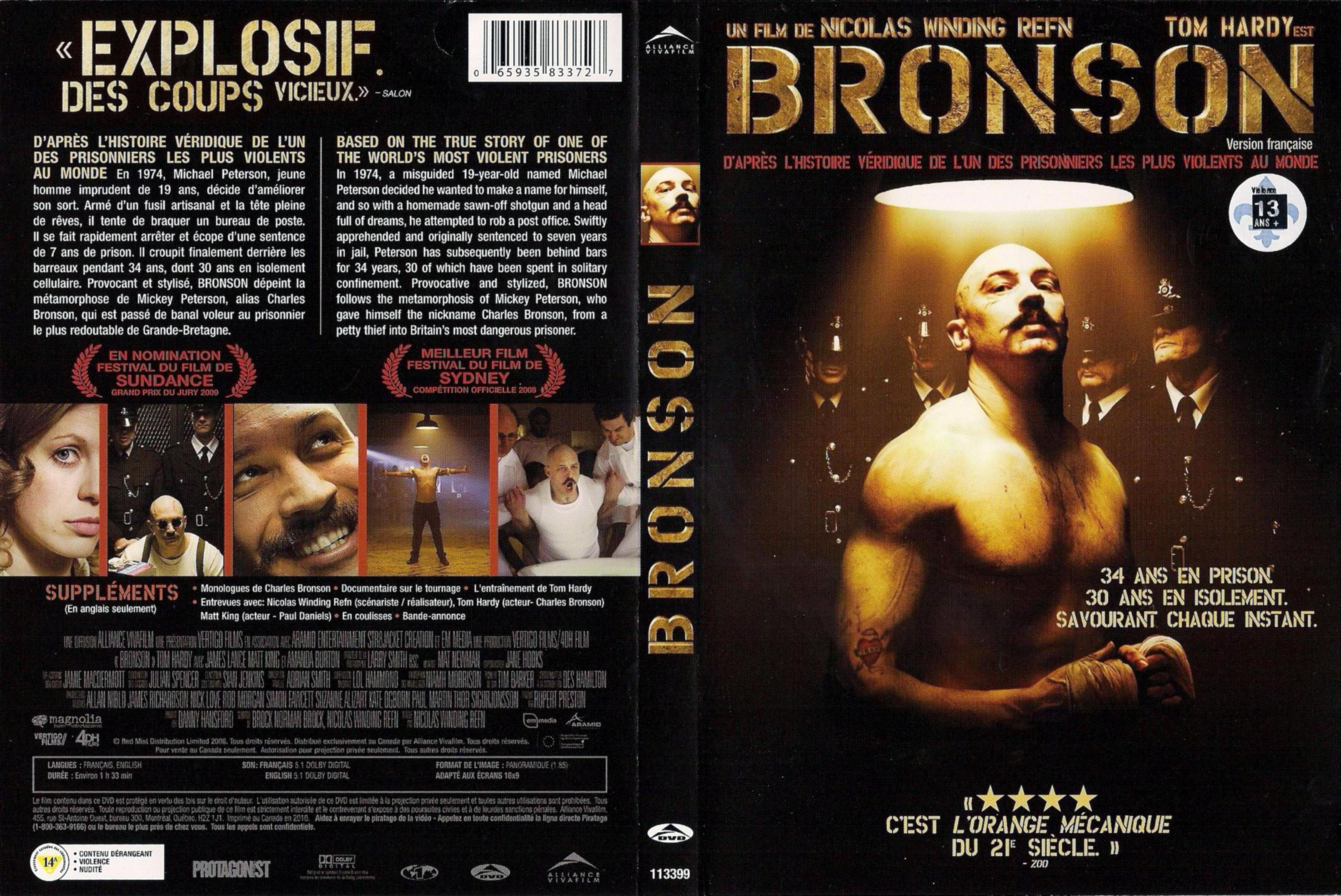 Jaquette DVD Bronson (Canadienne)