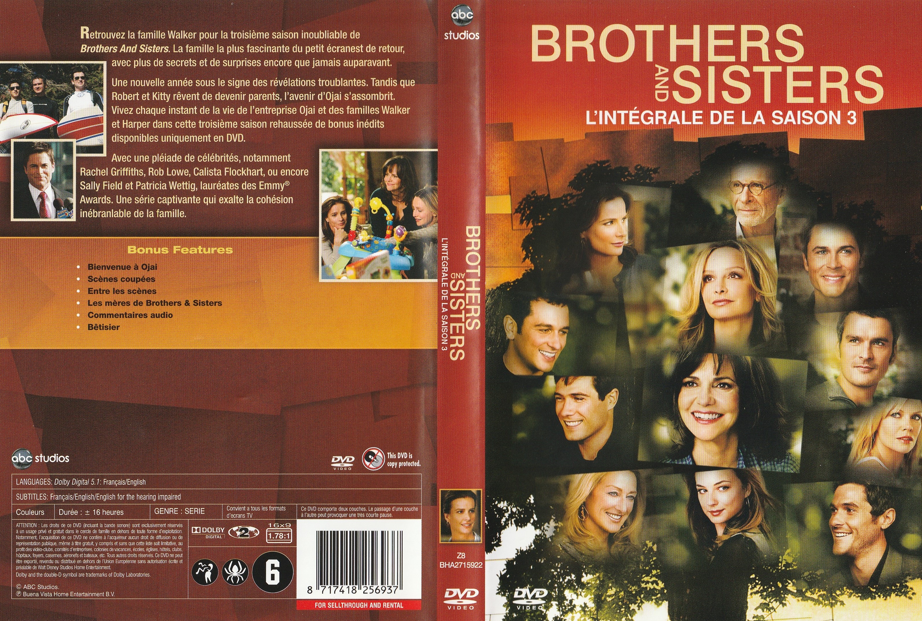 Jaquette DVD Brothers and Sisters Saison 3