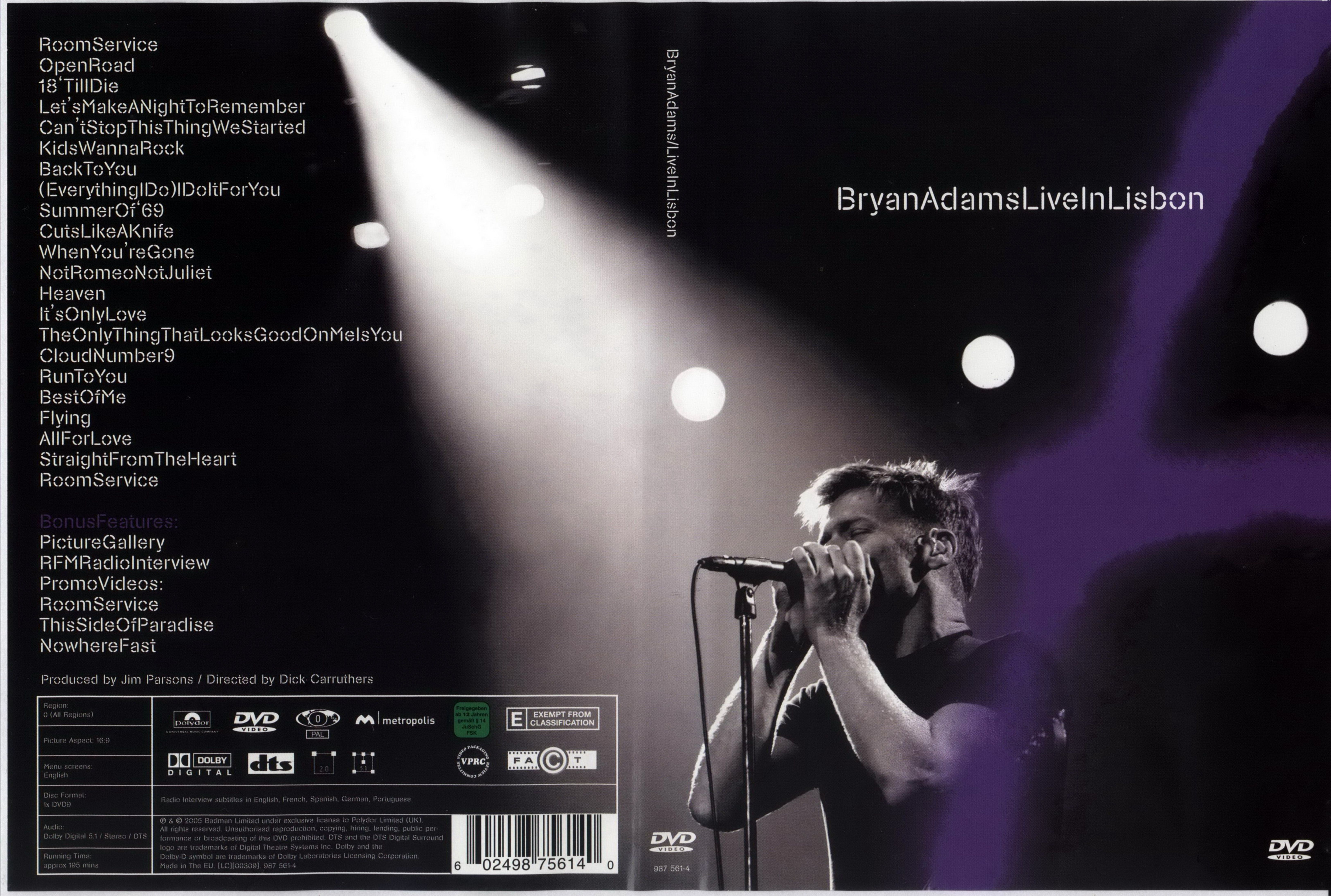 Jaquette DVD Bryan Adams Live in Lisbon
